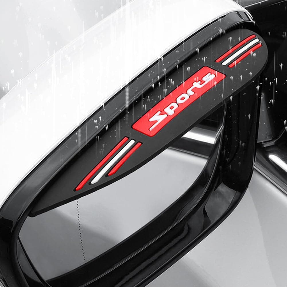 Pincuttee 2PC Side Mirror Visor Rain Guards,Car Rear View Mirror Rain Cover,Silicone Rain Shield,Mirror Cover Rubber Visor Guard(Black-Sport,2Pack)