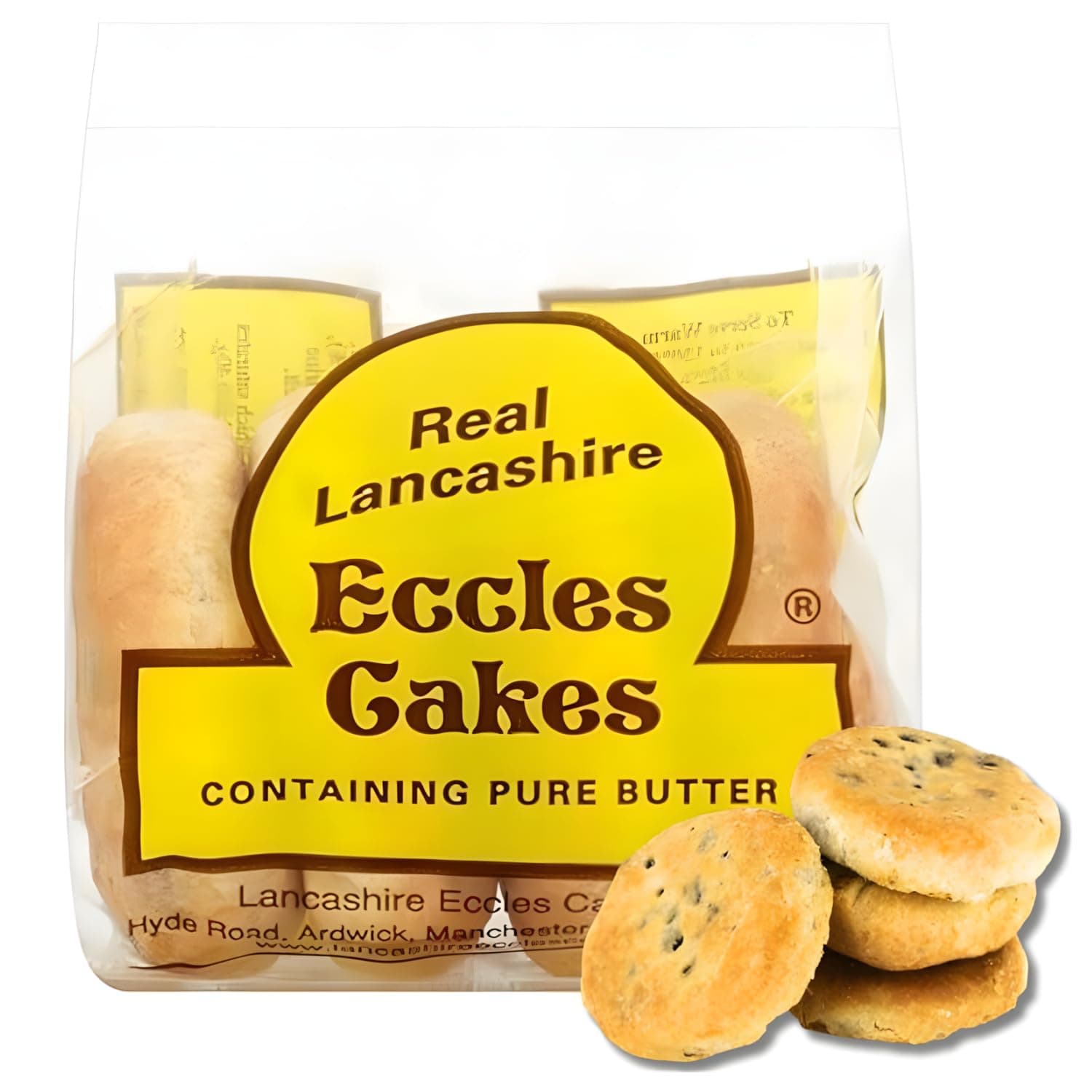 Eccles Cakes - 4 Pieces (5.29oz / 150g) - British Snack Cakes with Pure Butter & Dried Currants, Traditional English Fruit Cake Pastry, Imported UK Snacks for Tea & Breakfast