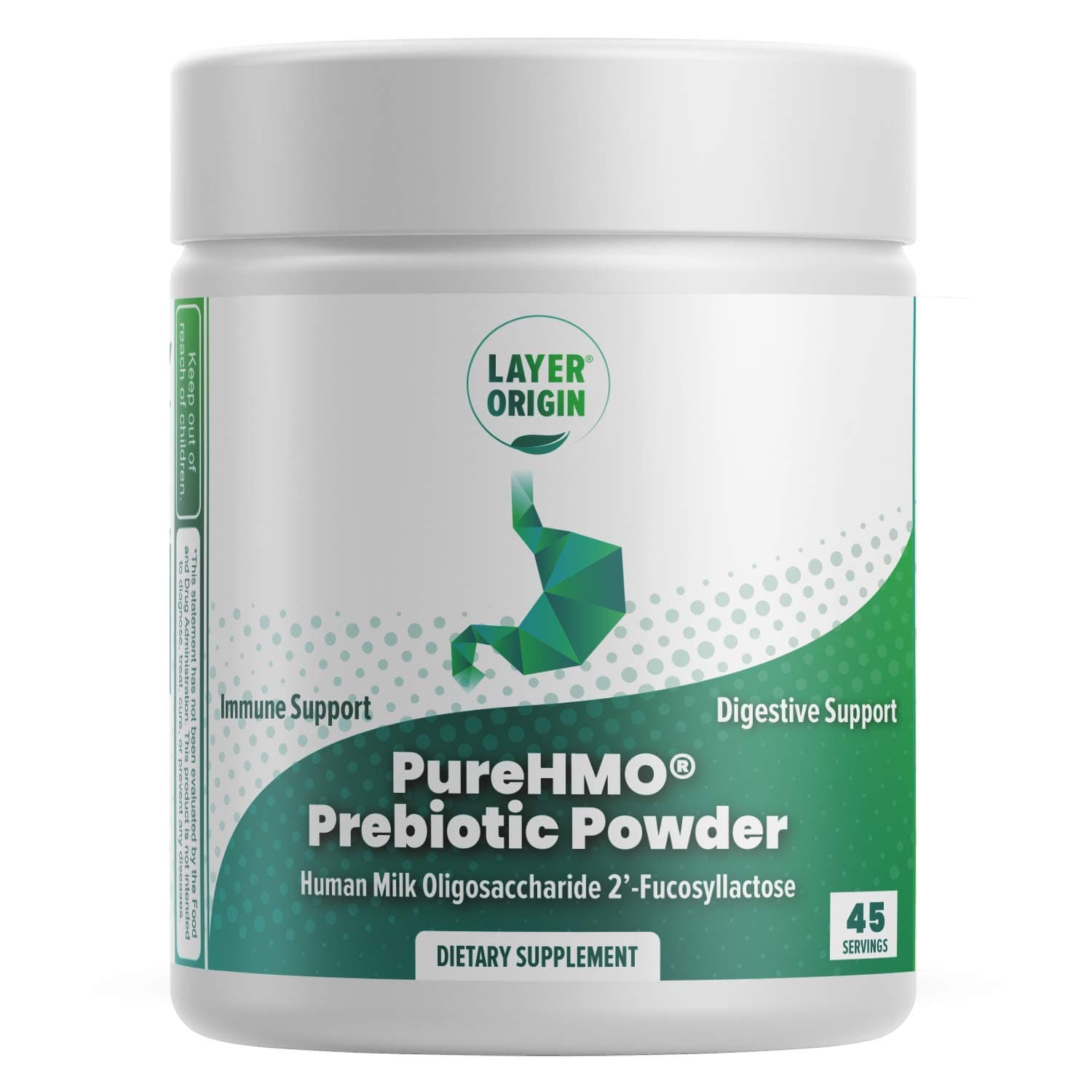 Layer Origin | PureHMO Human Milk Oligosaccharide (HMO 2'-FL) Prebiotic Fiber Powder - Feed 200 Billion Probiotics/Scoop, 45 Servings