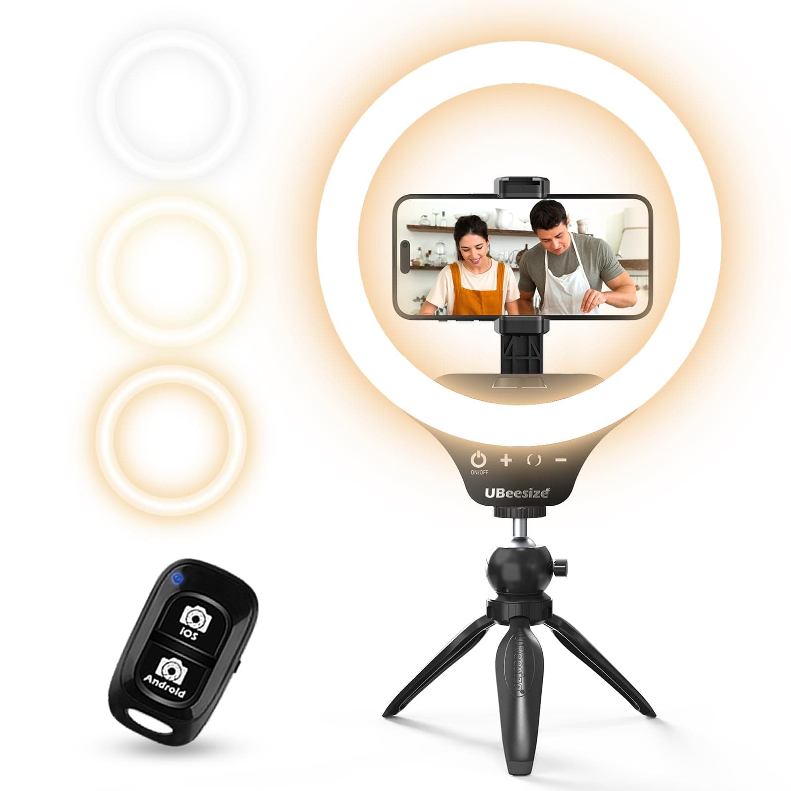 12" Desk Ring Light with Stand & Phone Holder - Adjustable Studio Light for Photography,Zoom Meetings, YouTube, TikTok, Live Streaming
