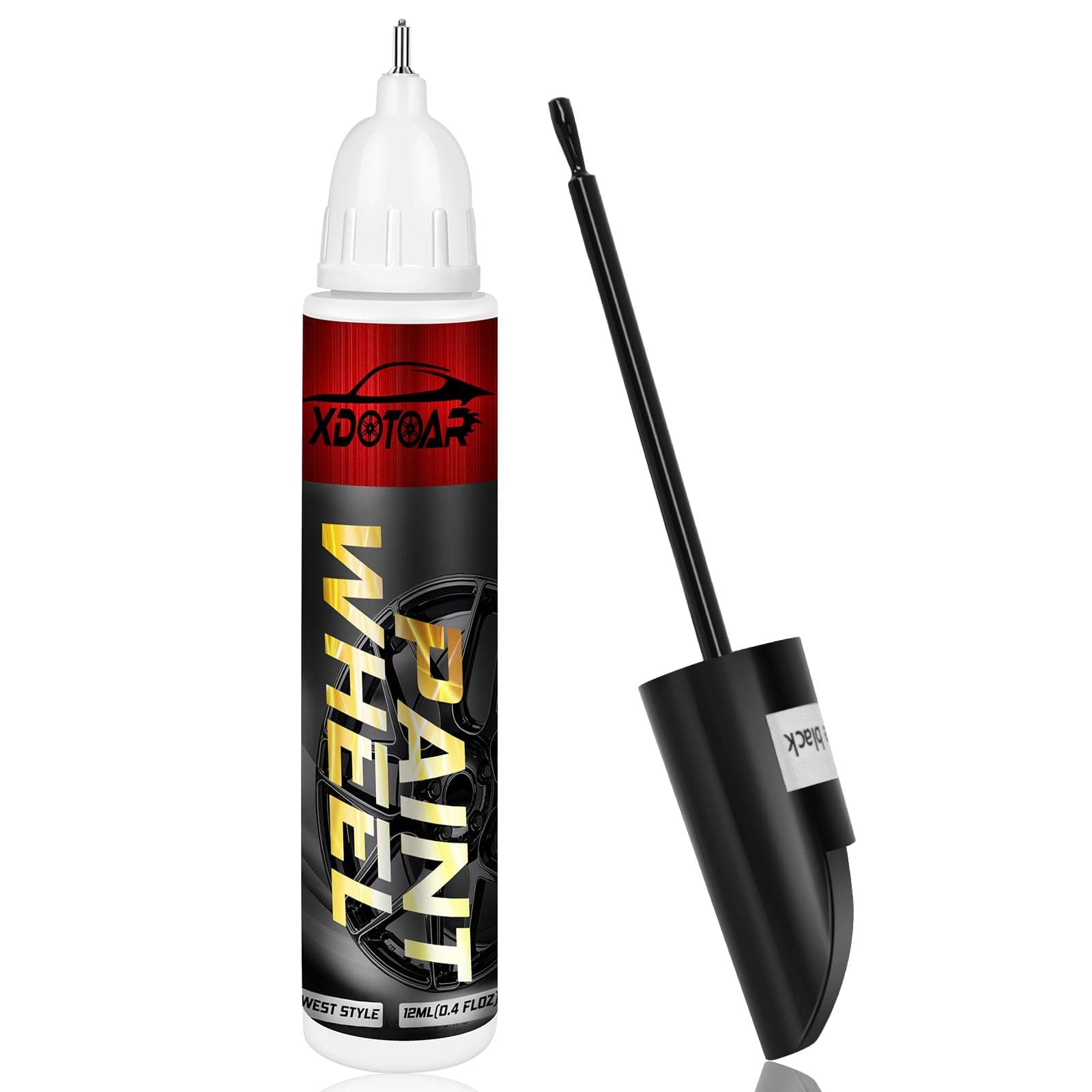 Matte Black Rim Touch Up Paint, Efficient Wheel Paint Pen for Metal, Also Match Flat Black, Seamless Repair Car, Faucet and More, Color Accurate, Long Lasting Adhension, Quick Drying, Easy to Use