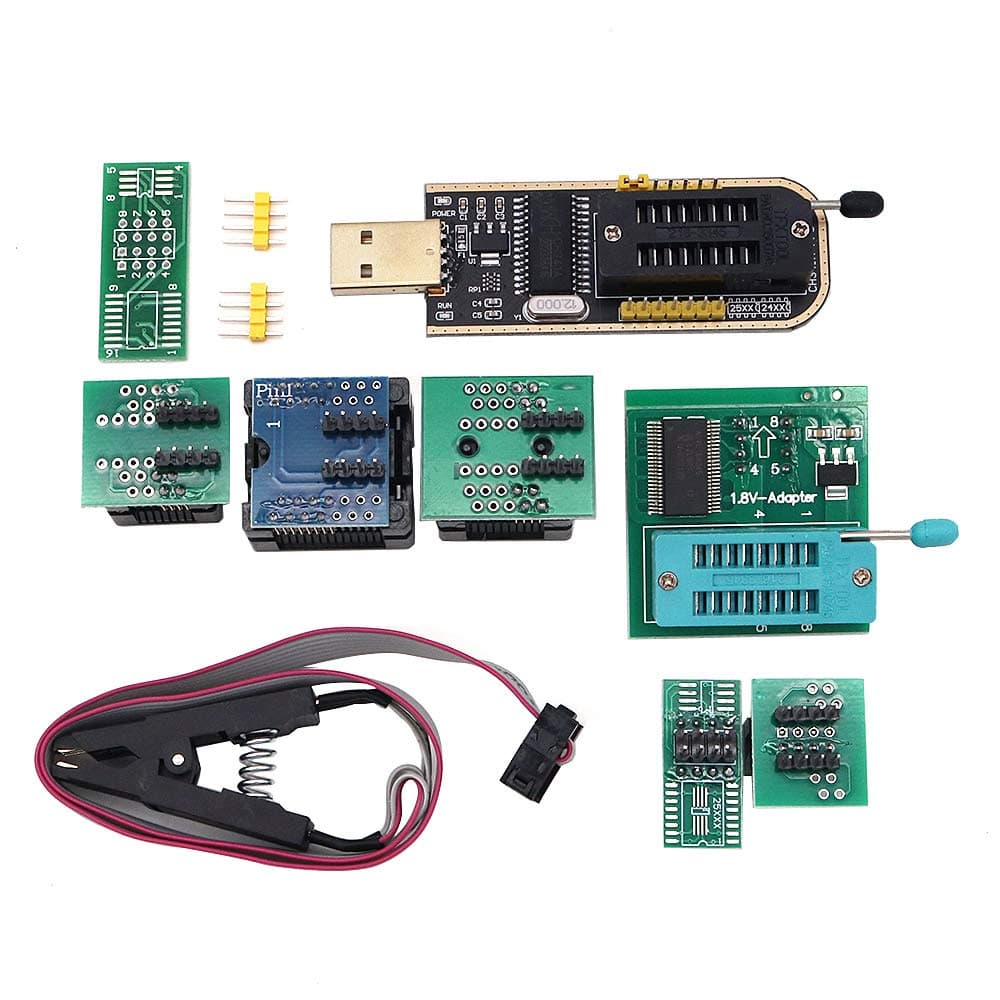 DollaTek Programmer Ch341A + SOP8 to DIP8 + 1.8V Adapter + SOP8 to DIP8 Socket + SOP8 clip