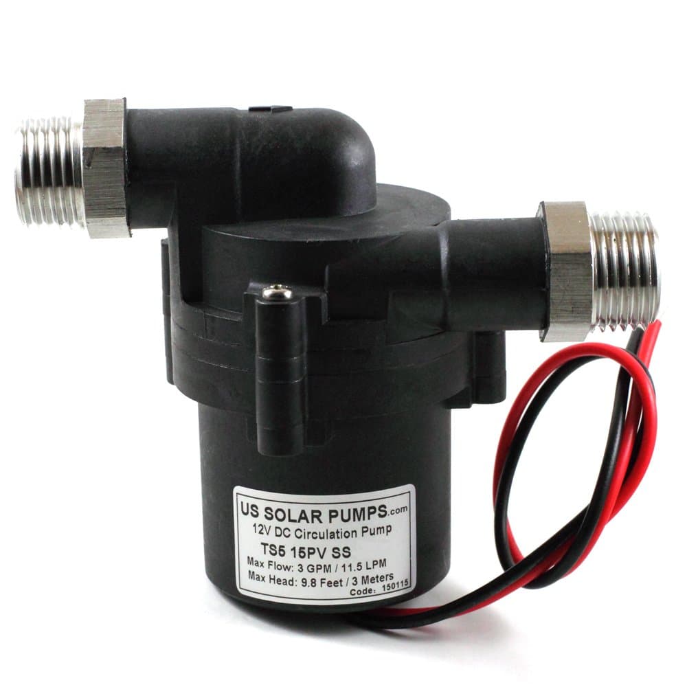12VDC Solar Hot Water Pumps - Can handle temperatures up to 230F and Pressures up to 145PSI - With three-phase ECM brushless DC motor. FDA, REACH,CE, RoHS, ISO9001 certificated (3.0 GPM)