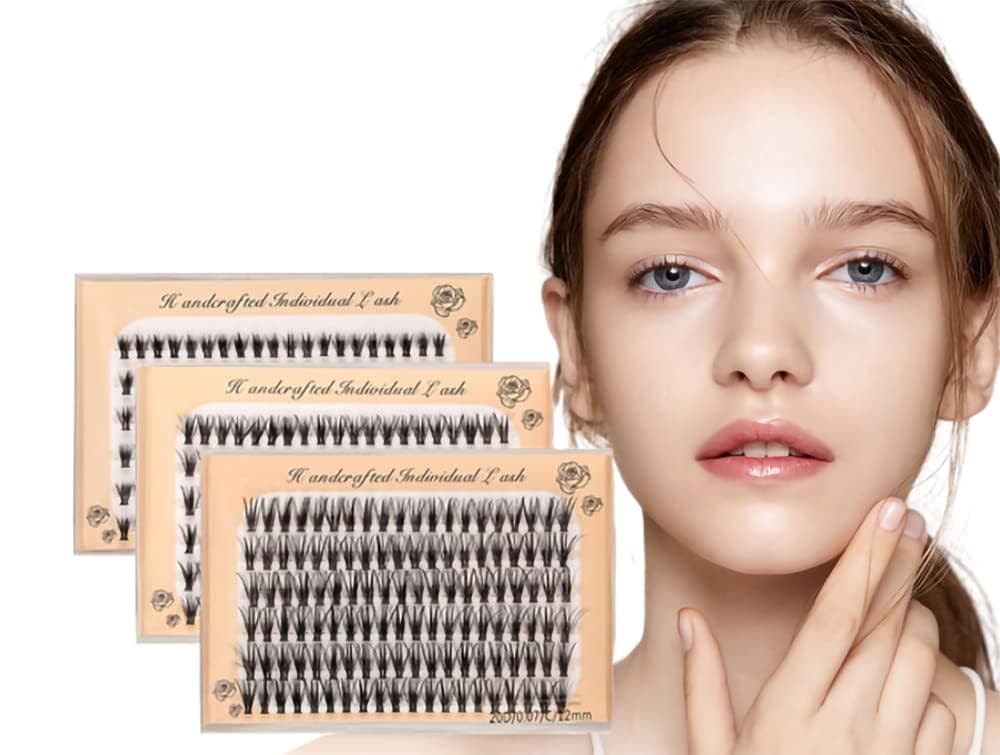 MAKINGTEC 360 pcs / 3 Pack Individual Lashes Curl, 8-10-12mm Mixed Length Natural Lashes Clusters, Faux Mink Individual Cluster Eyelashes False Eyelashes, eyelash extension individual eyelashes