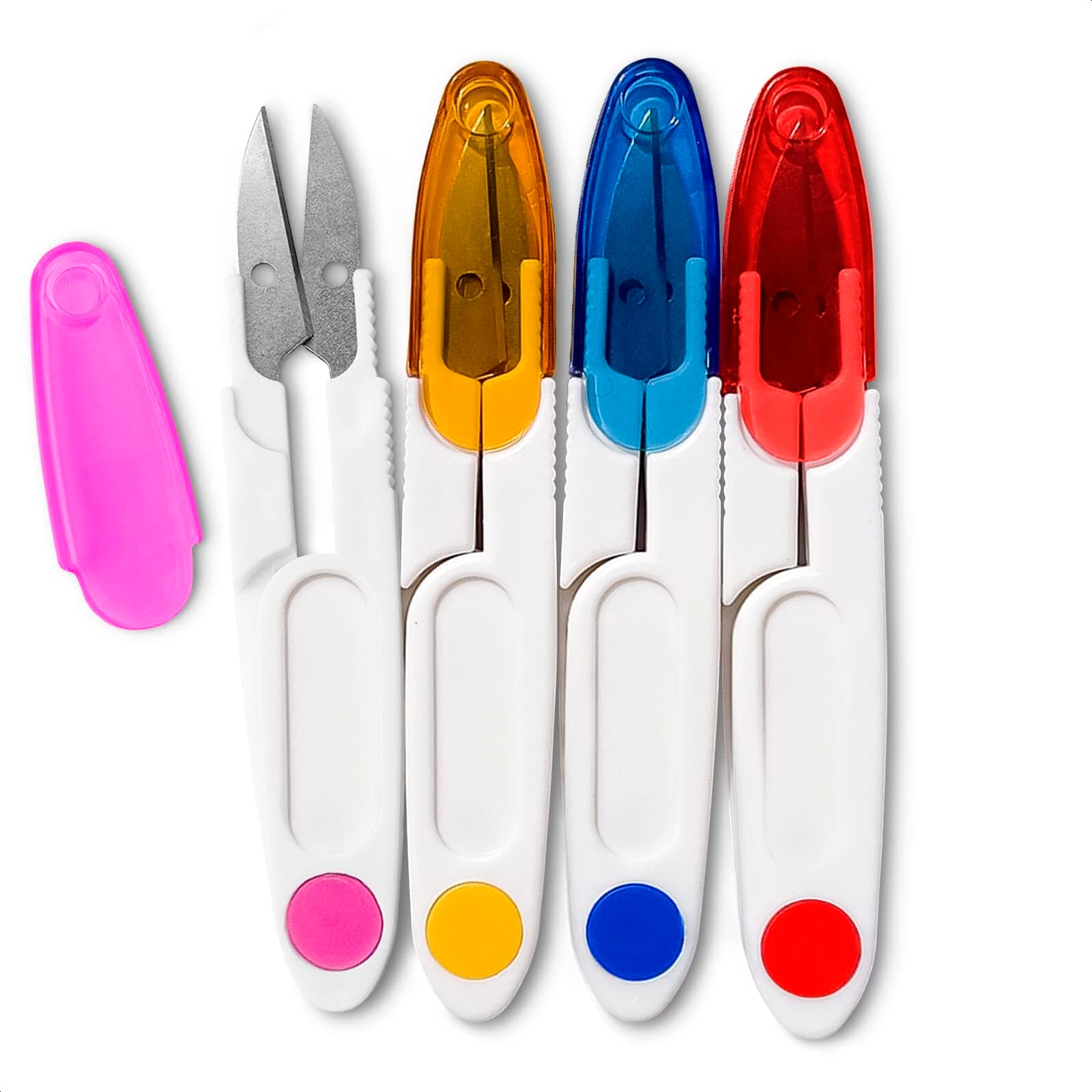 4Pcs Embroidery Scissors with Cover - Thread Snippers for Sewing Portable Scissors Fabric Scissors Bonsai Scissors Snips Scissors for Sewing - Embroidery Thread Scissors for Crafting Supplies