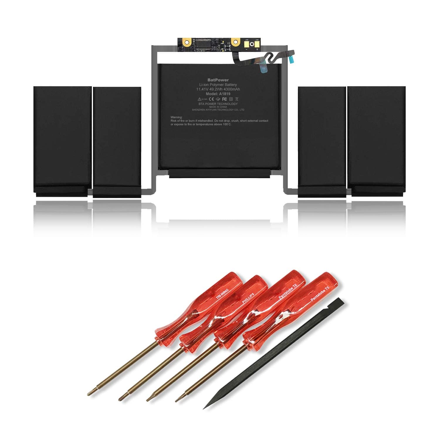 BatPower A1819 Replacement Laptop Battery for Apple Late 2016 Mid 2017 MacBook Pro 13 A1706 EMC 3071 EMC 3163 Battery MacBook Pro 13" Four Thunderbolt 3 Ports A1706 Apple A1819 Battery 49.2Wh