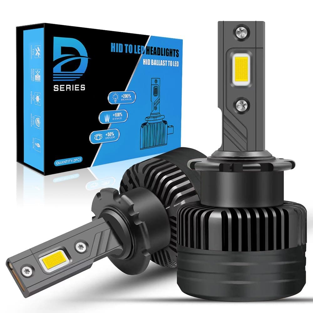 D2S LED Headlight Bulbs, Plug and Play, 12000LM Super Bright LED Bulbs, 90W 6000K Xenon White, Replacement OEM D2S D4S Xenon Bulbs, Pack of 2