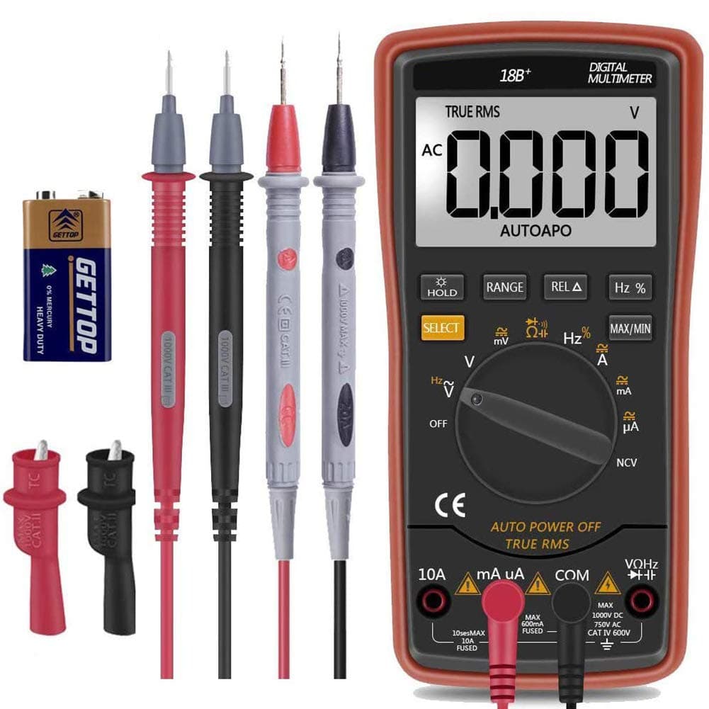 Auto Manual Ranging Digital Multimeter,TRMS 6000 with Battery Alligator Clips Test Leads AC/DC Volt Current Resistance Multitester with Capacitance and Temperature Measurement