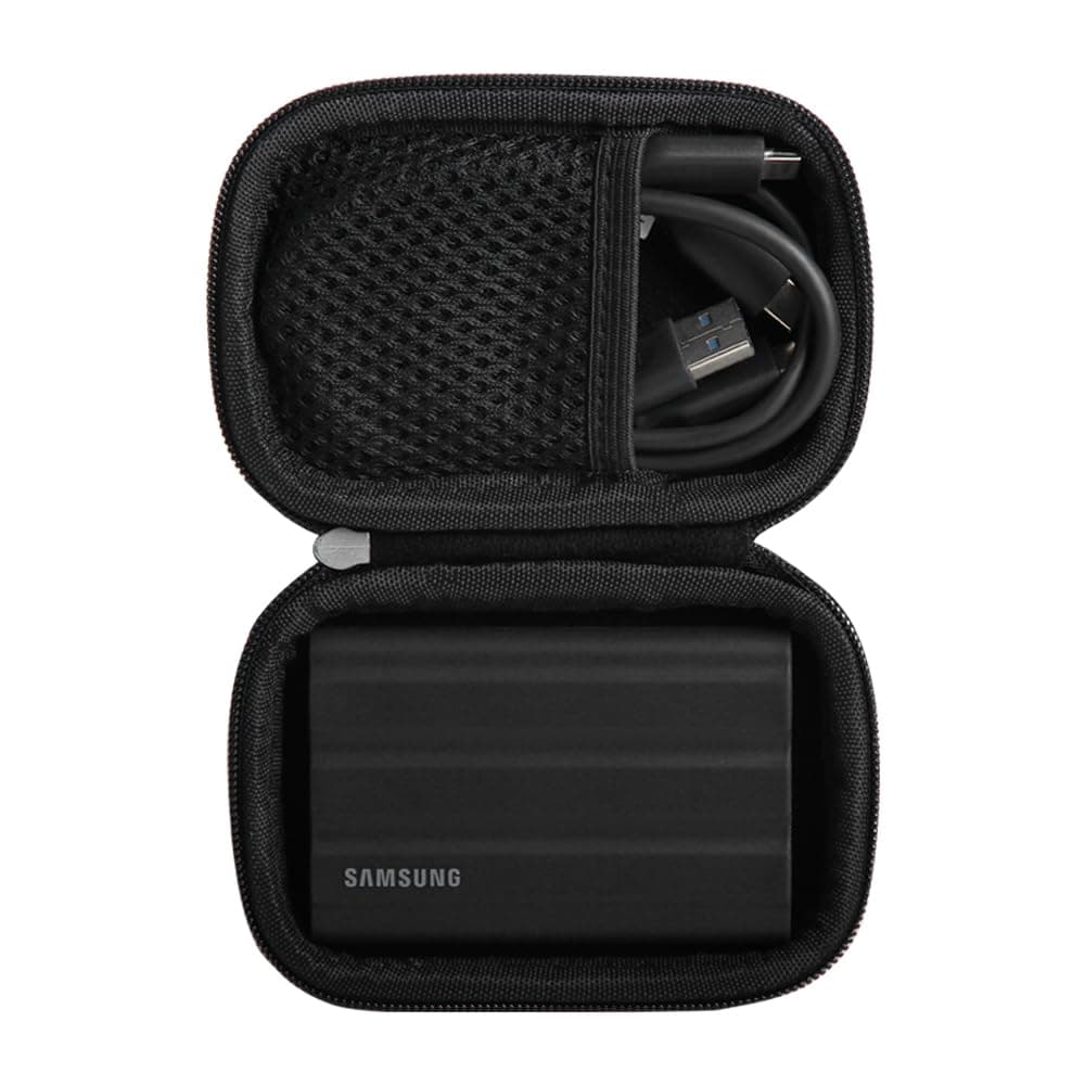Hermitshell ハードトラベルケース Samsung T7 Shield 2TB / 1TB / 4TB用 ポータブルSSD USB 3.2 Gen2 外付けソリッドステートドライブ(ブラック、ハードドライブ1台用)