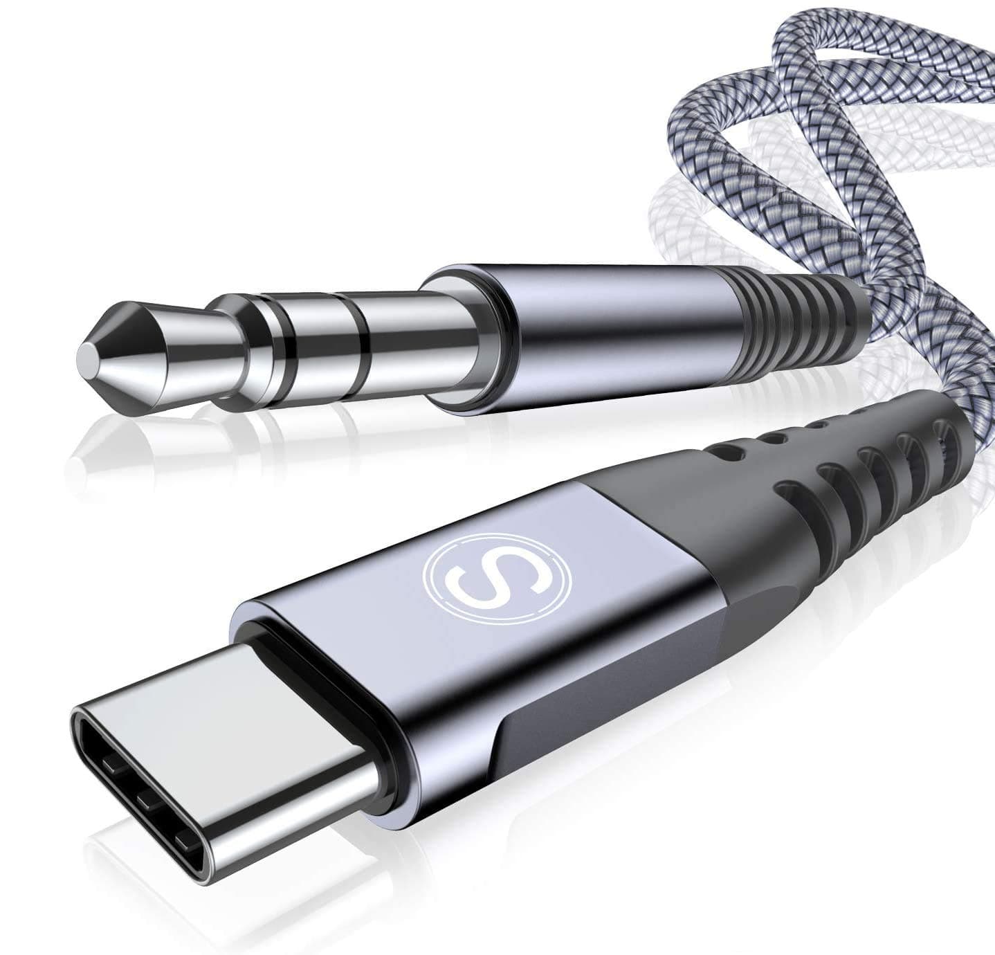 UBS C to 3.5mm Jack Audio Aux Cable 1.2m, Type C to 3.5mm Male Car Stereo Headphone Cord for Samsung Galaxy S24 S23 S22 S21+ A54 A53 A34 A14 A12,Z Flip3/4/5,iPhone 15 Pro Max,Googel Pixel,Huawei