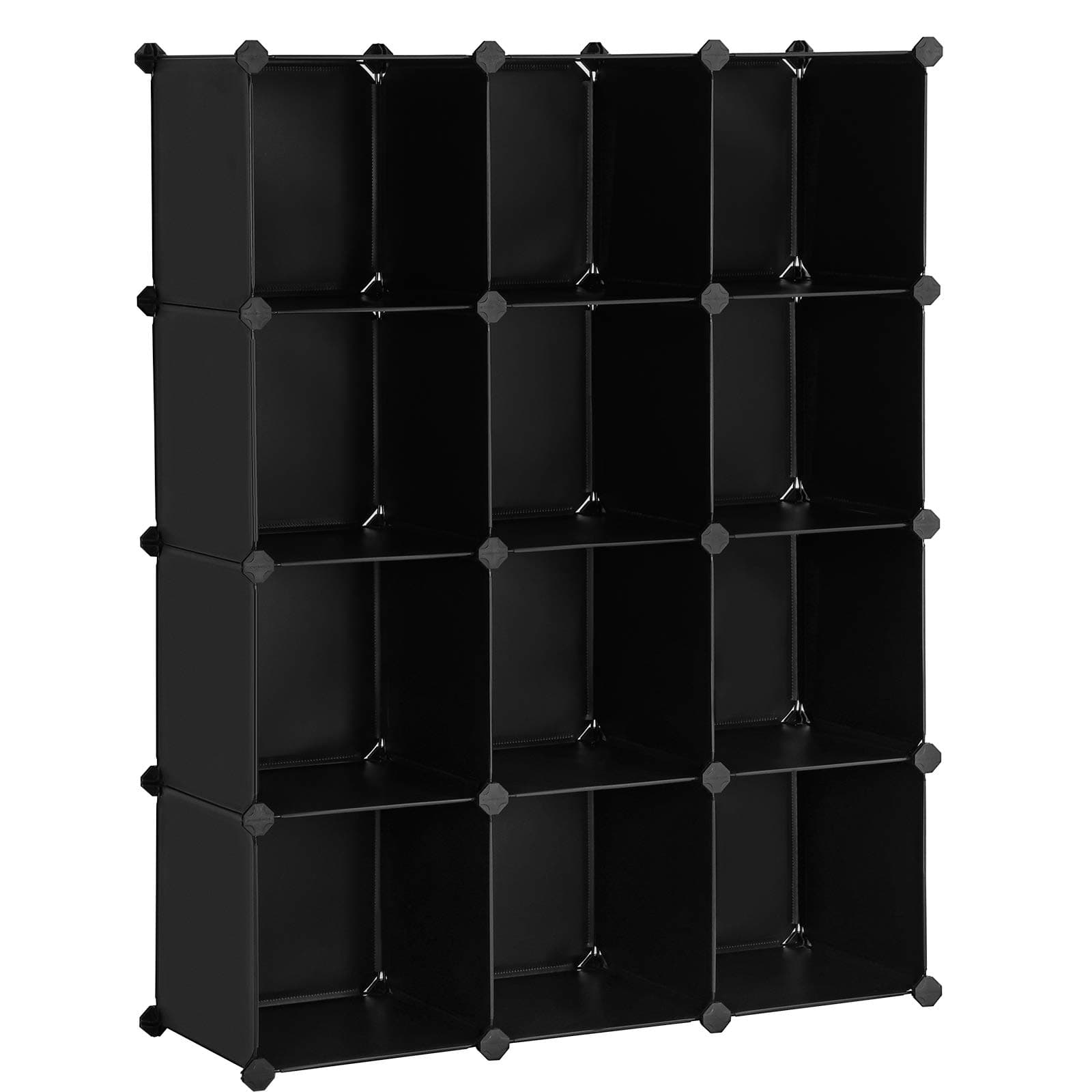 SONGMICS Cube Storage Organizer, Set of 12 Plastic Cubes, Book Shelf, Closet Organizers and Storage, Room Organization, Bedroom Living Room, 12.2 x 36.6 x 48.4 Inches, Black ULPC34BK