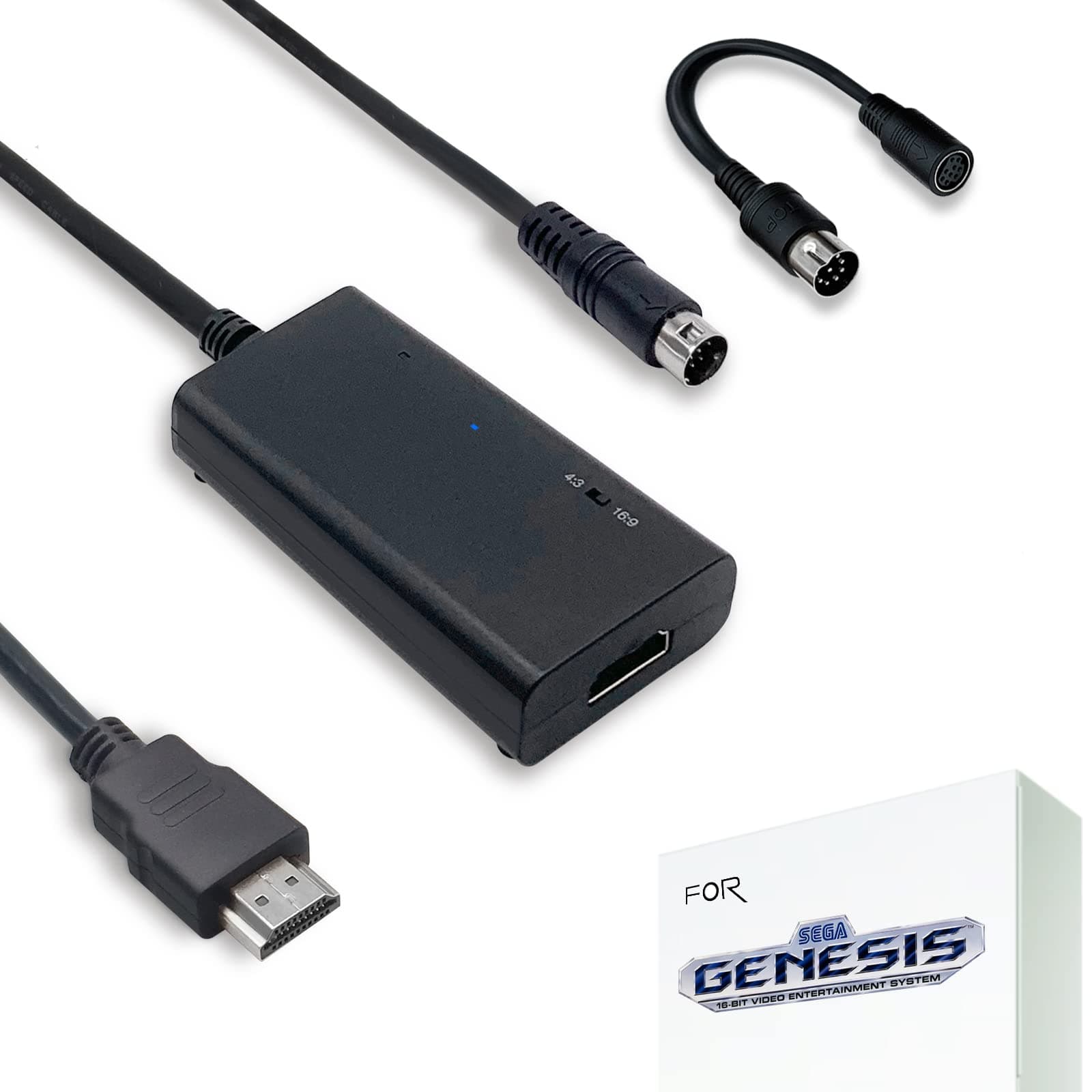 HDMI Cable for Sega Genesis (Mega Drive) Model 1/2/3, Other Retro Sega System Consoles (CD, CDX, 32X, Nomad, Original Sega Master System), True RGB Signal Output (100% Improved Quality) with 4:3/16:9