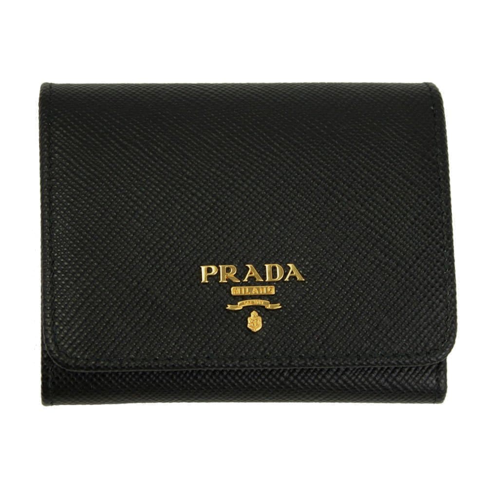 Prada Black Saffiano Leather Tri-fold Wallet 1MH176 Nero