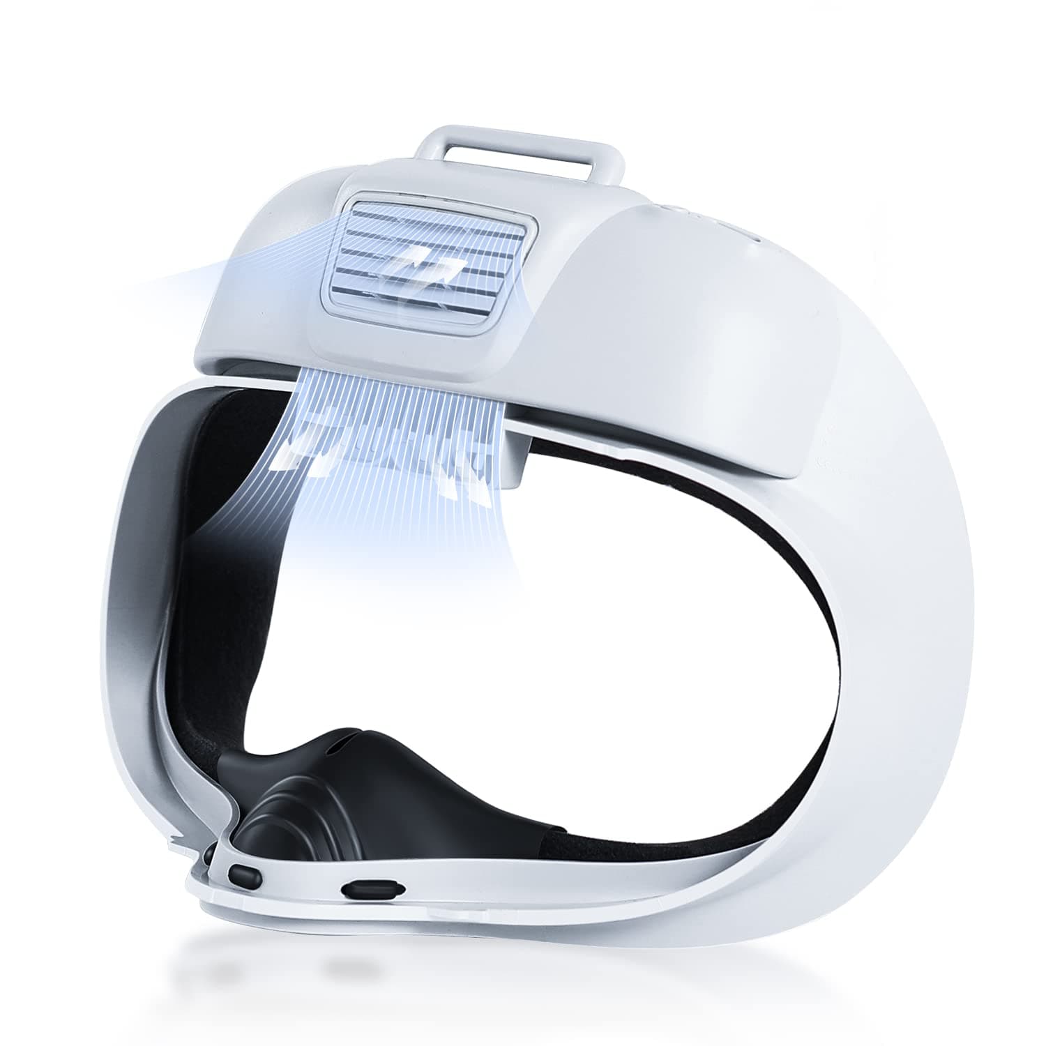 VR Face Cover with Soft Leather Pad for Oculus/Meta Quest 2 Accessories, Facial Interface with Cooling Fan to Relieve Lens Fogging and Hot Air White