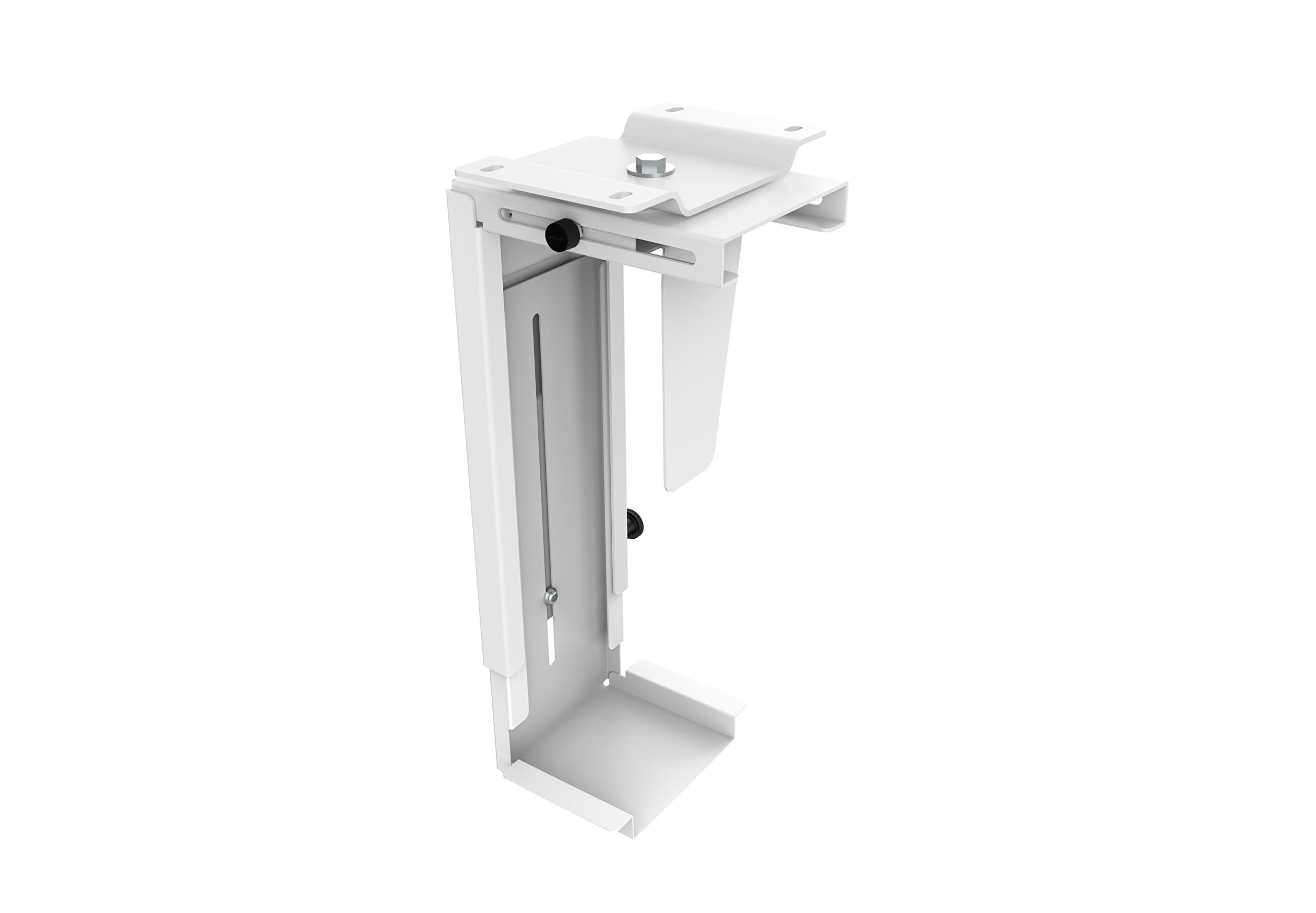 Allcam Under-desk CPU Holder/PC mount: 360° Swivel, Height & Width Adjustable, in White