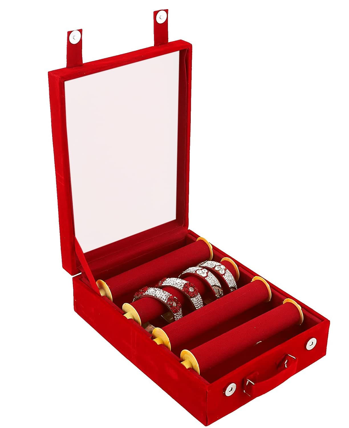Kuber Industries Bangle Box For Woman|4 Rods Bangle Storage Box Organizer|Transparent Window Design|MAROON