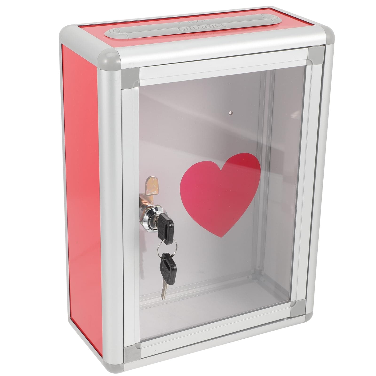 Clear Donation Box with Lock Box Raffle Drum Letter Storage Case Complaint Container Fundraising Candy Survey Raffle Case Clear Container Lettering for School,Conference