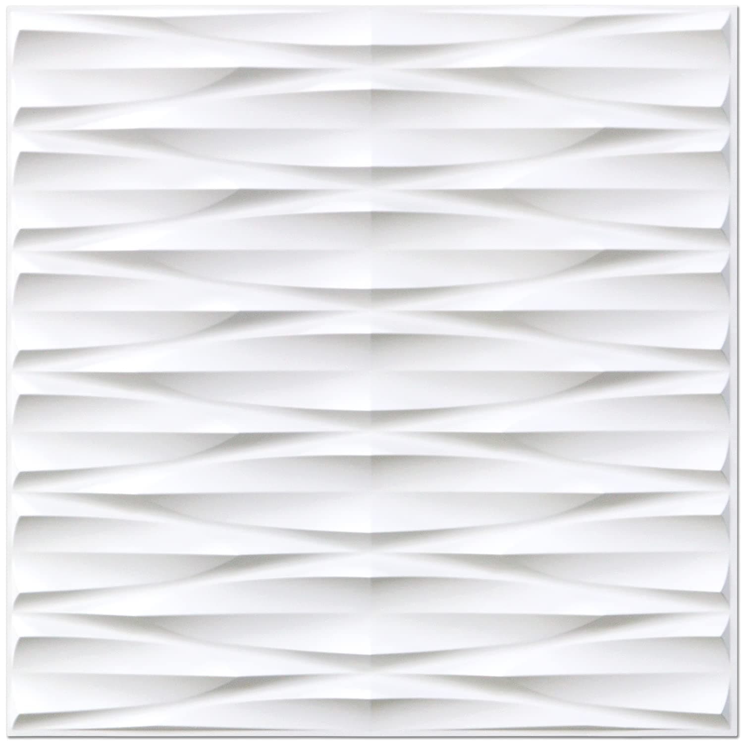 STICKGOO 3D Wall Panels for Interior Wall Decor, 19.7” x 19.7”, Peel and Stick Relax Design PVC Wall Tiles, 3D Textured Wall Panels for Bedroom, Living Room, 32 Sq.Ft, 12 Pack, White