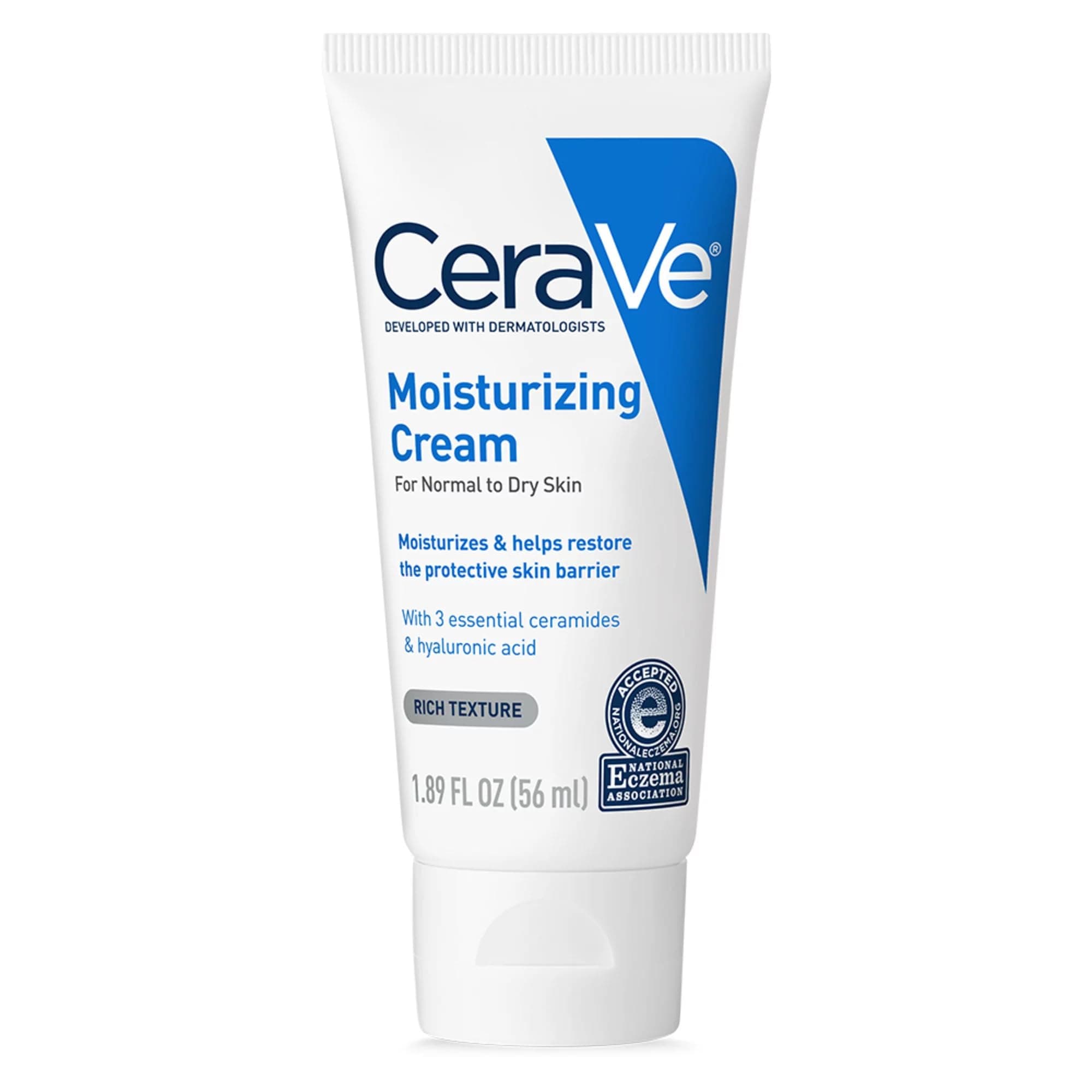 CeraVe Moisturizing Cream | 1.89 Ounce | Travel Size Face and Body Moisturizer for Dry Skin, ivory