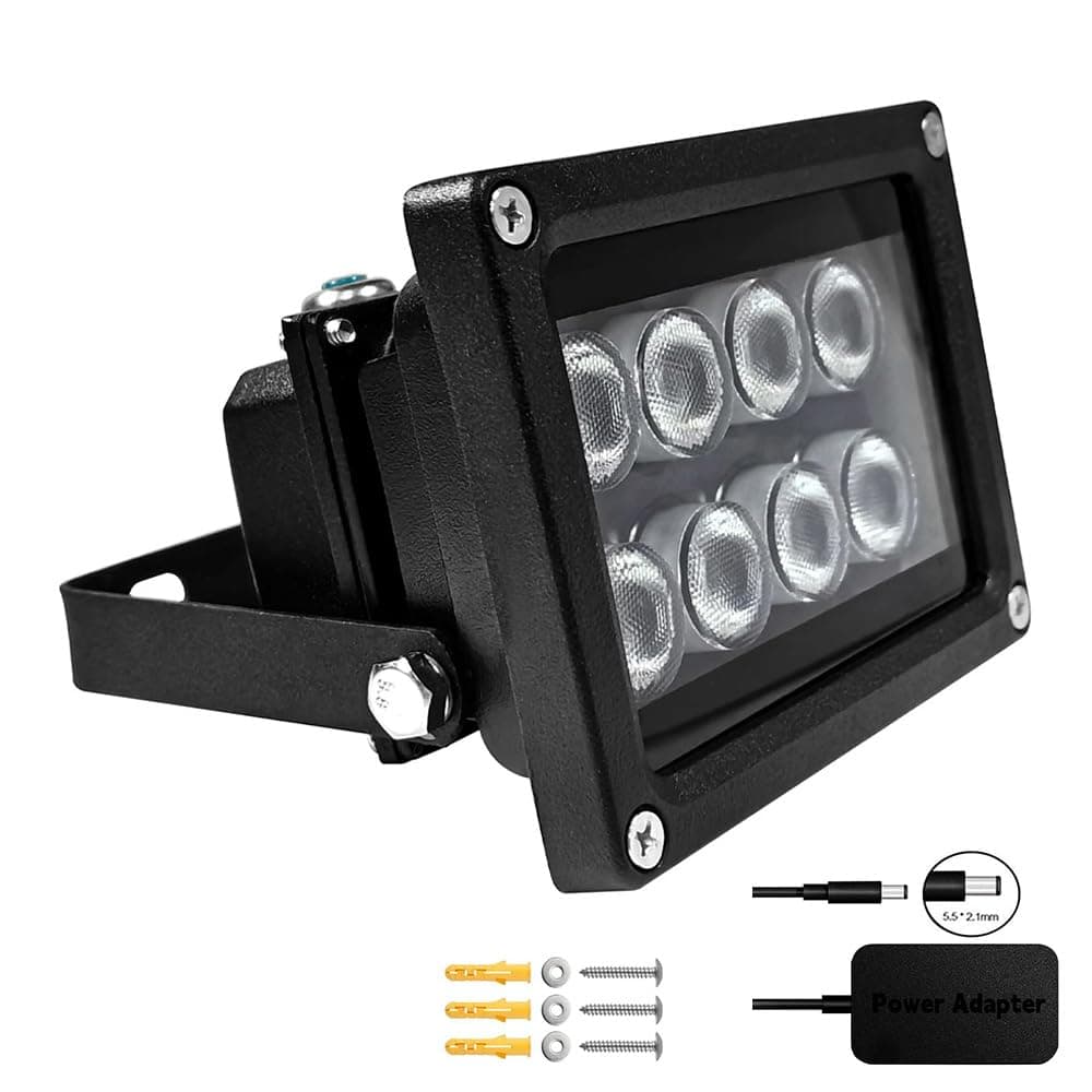 JC IR Illuminator 8-Led Infrared Light Wide Angle with Power Adapter for Security Camera System and VRS