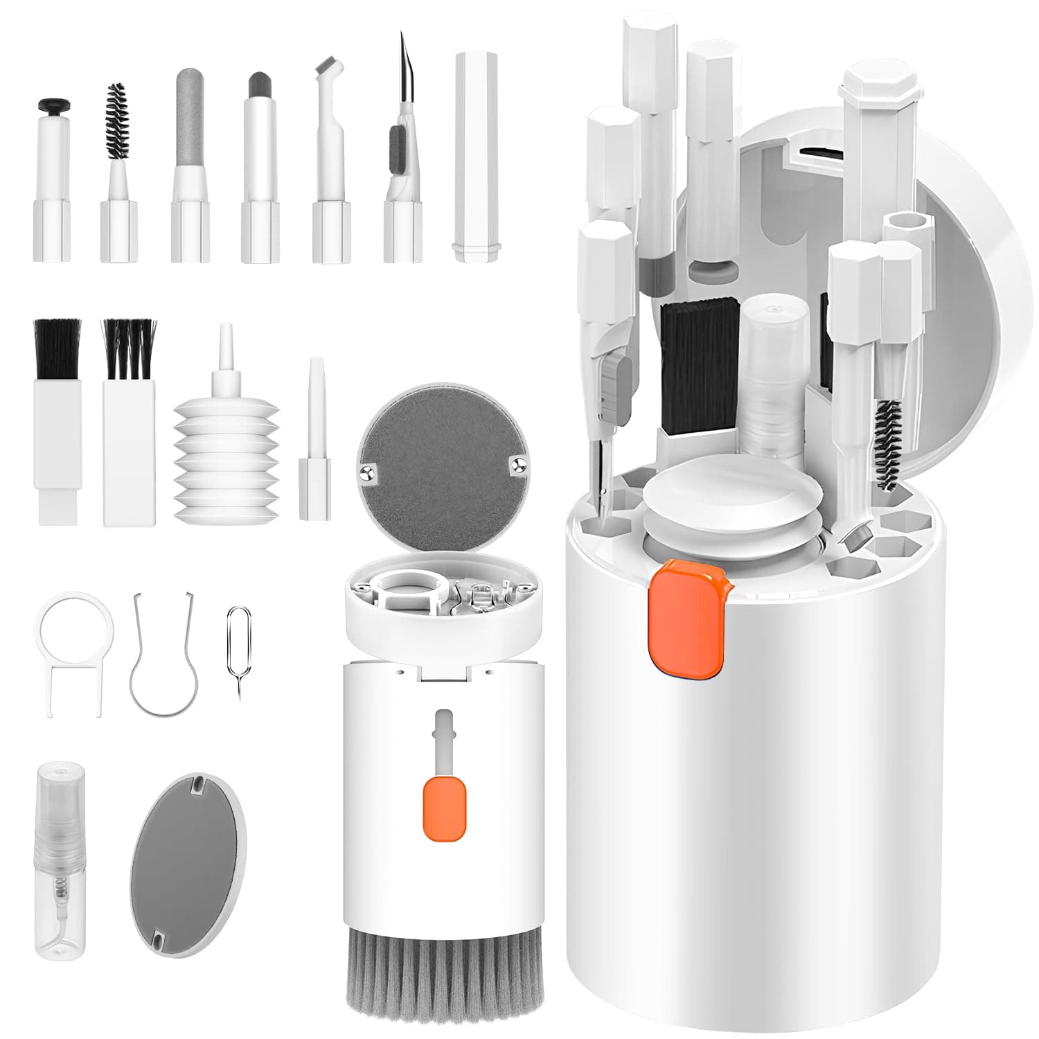 VICHYIE 20 in 1 Multifunctional Cleaner Kit for Electronic Devices, Keyboard Cleaning Brush, Headphones Cleaner Kit for AirPods, Multi-Tool for Cleaning Laptop, Earbuds, Camera, Cellphones (White)