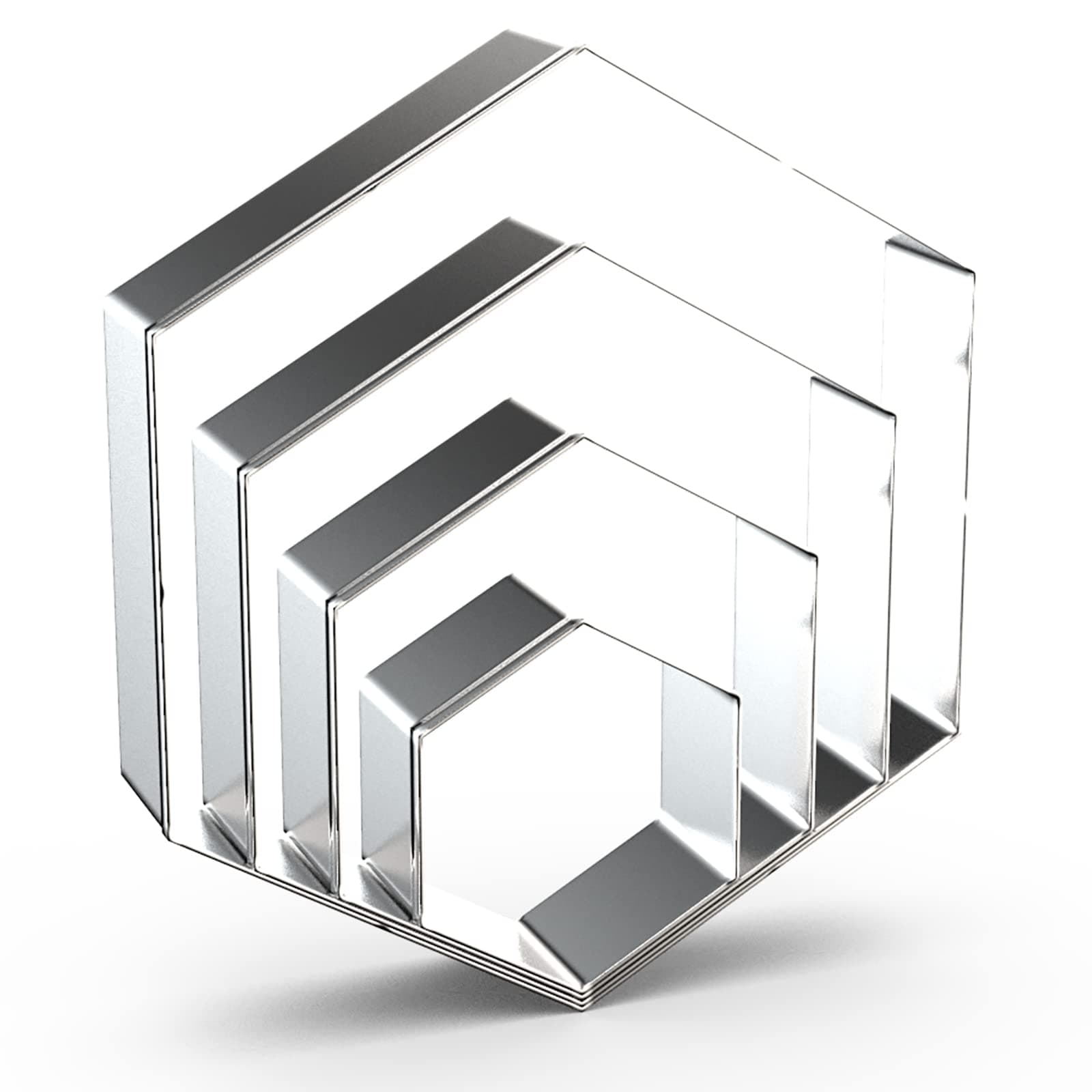 Hexagon Cookie Cutter Set Large - 5 Inch, 4 Inch, 3 Inch, 2 Inch - Honeycomb Geometric Frame Plaque Cookie Cutters Shapes Molds - Stainless Steel