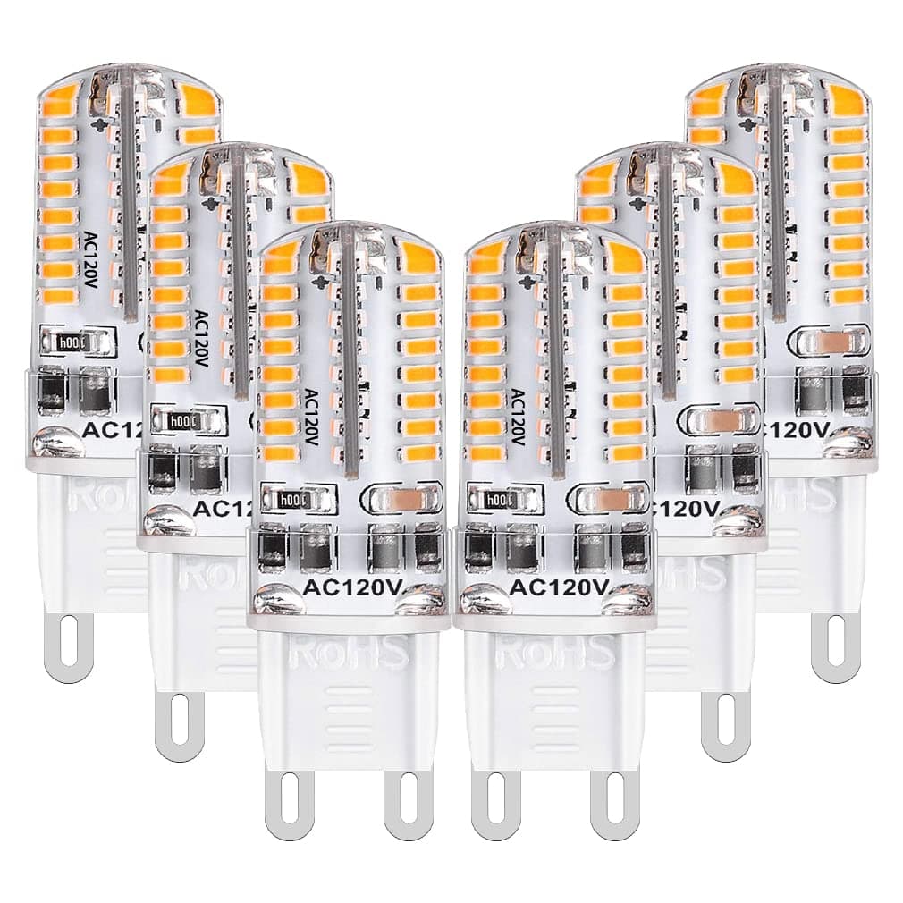 LEDERA G9 LED Bulb Dimmable, 40W Halogen Equivalent, 4W G9 Base Chandelier Light Bulb, 3000K Warm White, 350LM, 360° Beam Angle for Lighting, 6-Pack