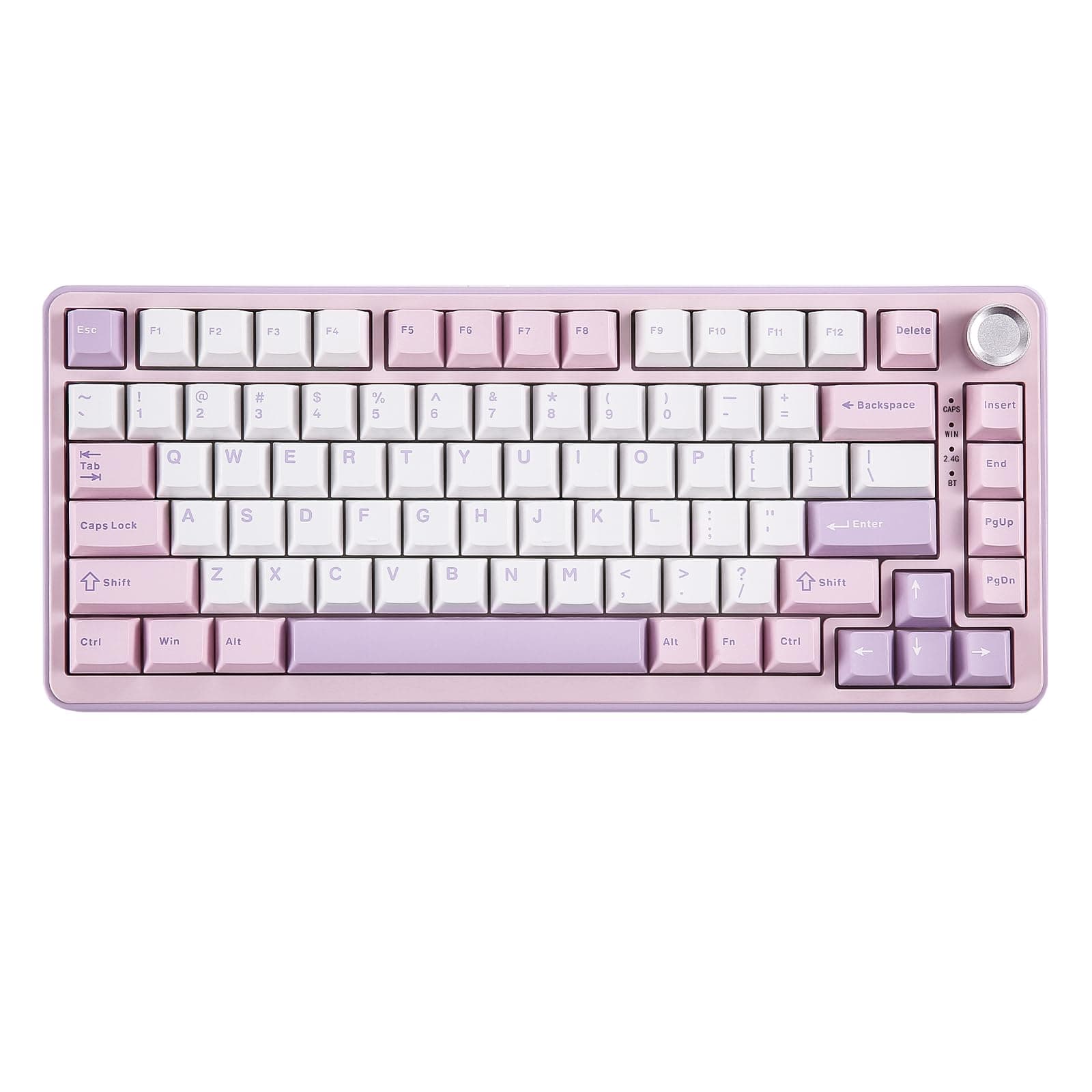 YUNZII B75 PRO Wireless Mechanical Keyboard,75% Layout with Knob,Hot Swap Gasket Custom Structure,Creamy Pre-lubed Switches,RGB Backlit,Bluetooth/Type-C/2.4G for Win/Mac(Cocoa Cream V2 Switch,Purple)