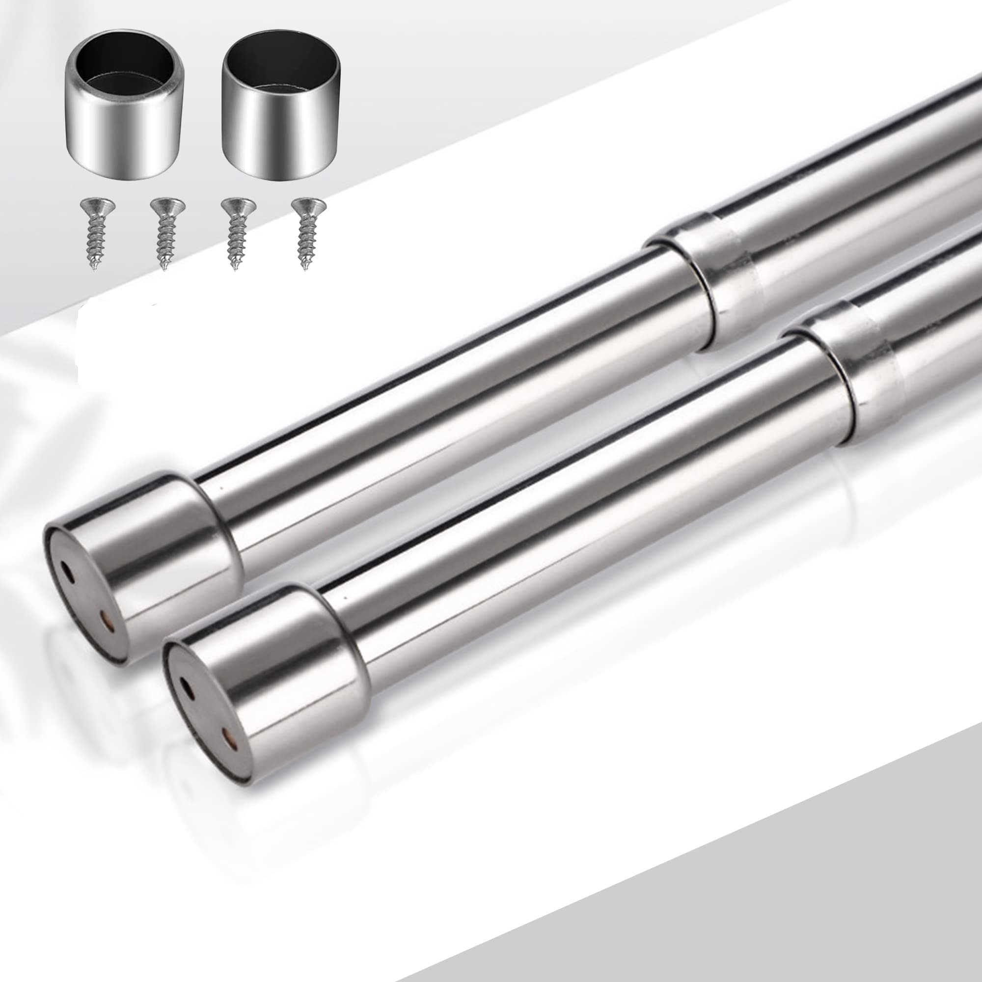 31-52 cm Wardrobe Rail, Extendable Stainless Steel Clothes Rail Pole with End Sockets & Screw, Adjustable Wardrobe Rail for Wardrobe, Shower, Balcony, Windows