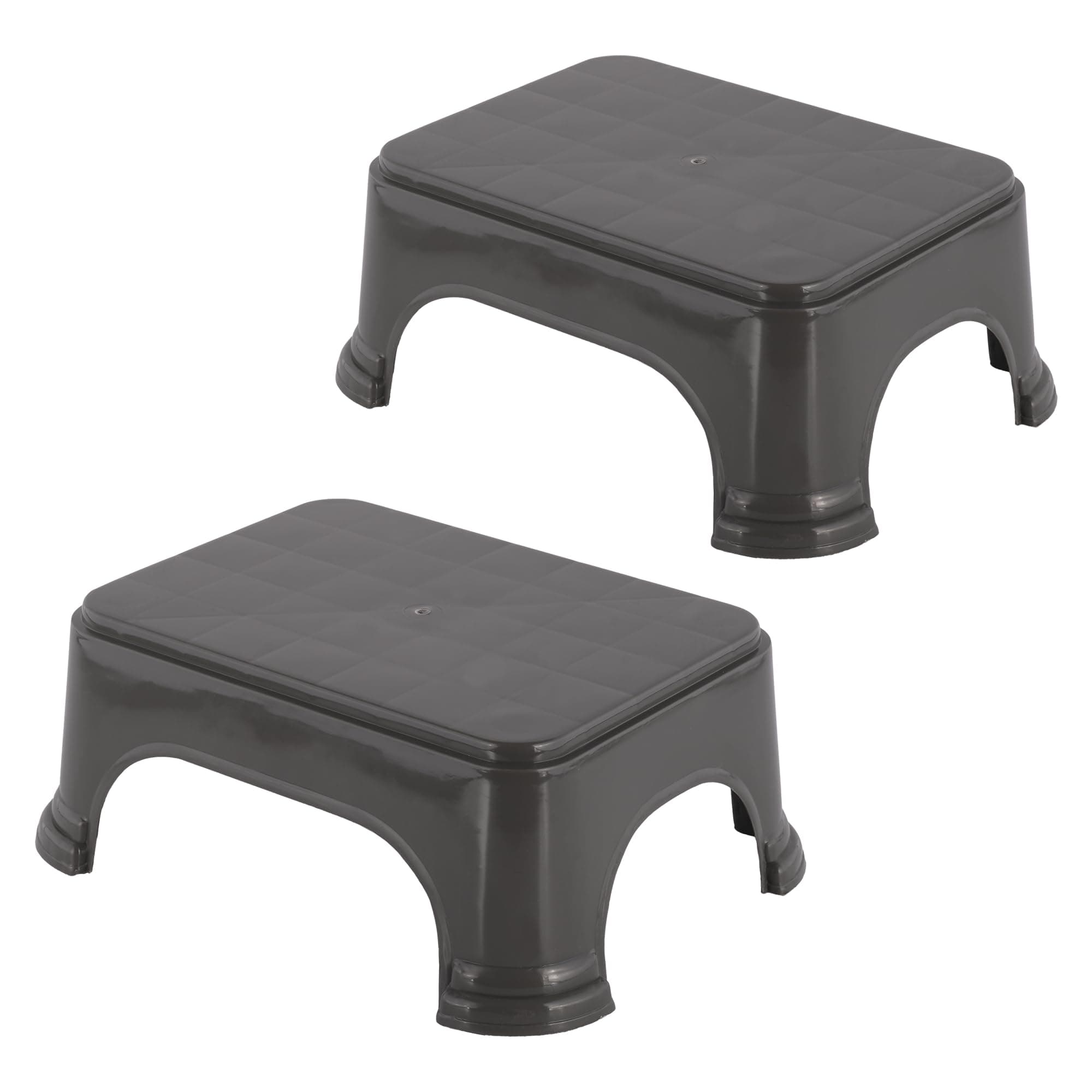Kuber Industries Pack of 2 Durable Bathroom Stool for Bathing | Comfortable Indoor Machiya for Sitting | Senior Citizens Bath Stool & Adults Patla Chair for Home | Plain P6 - Grey