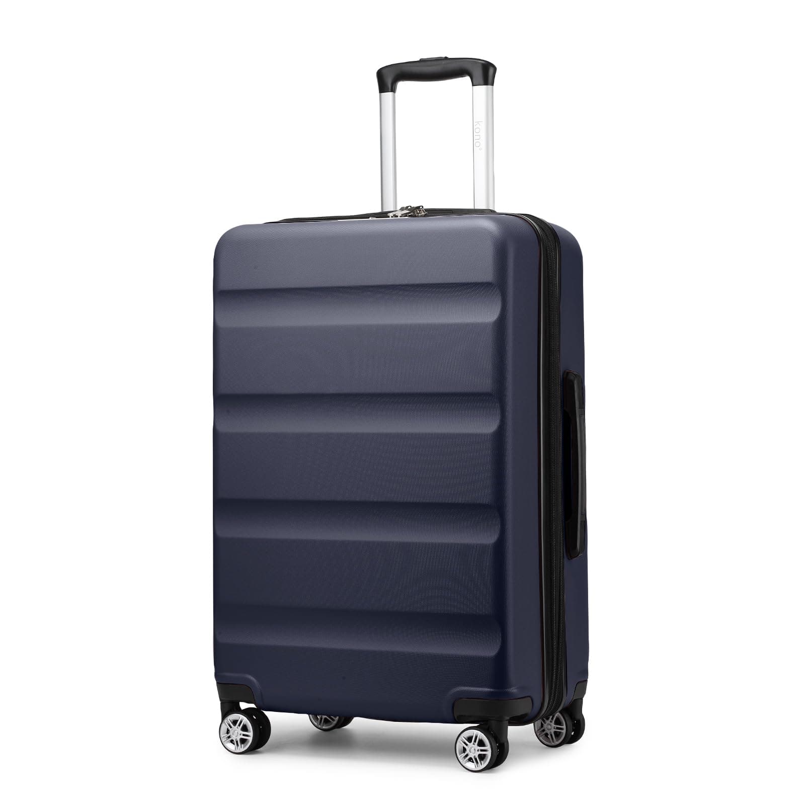 Kono24 Inch Expandable Spinner Luggage with Wheels Hardshell Medium Checked Suitcase TSA Lock Navy
