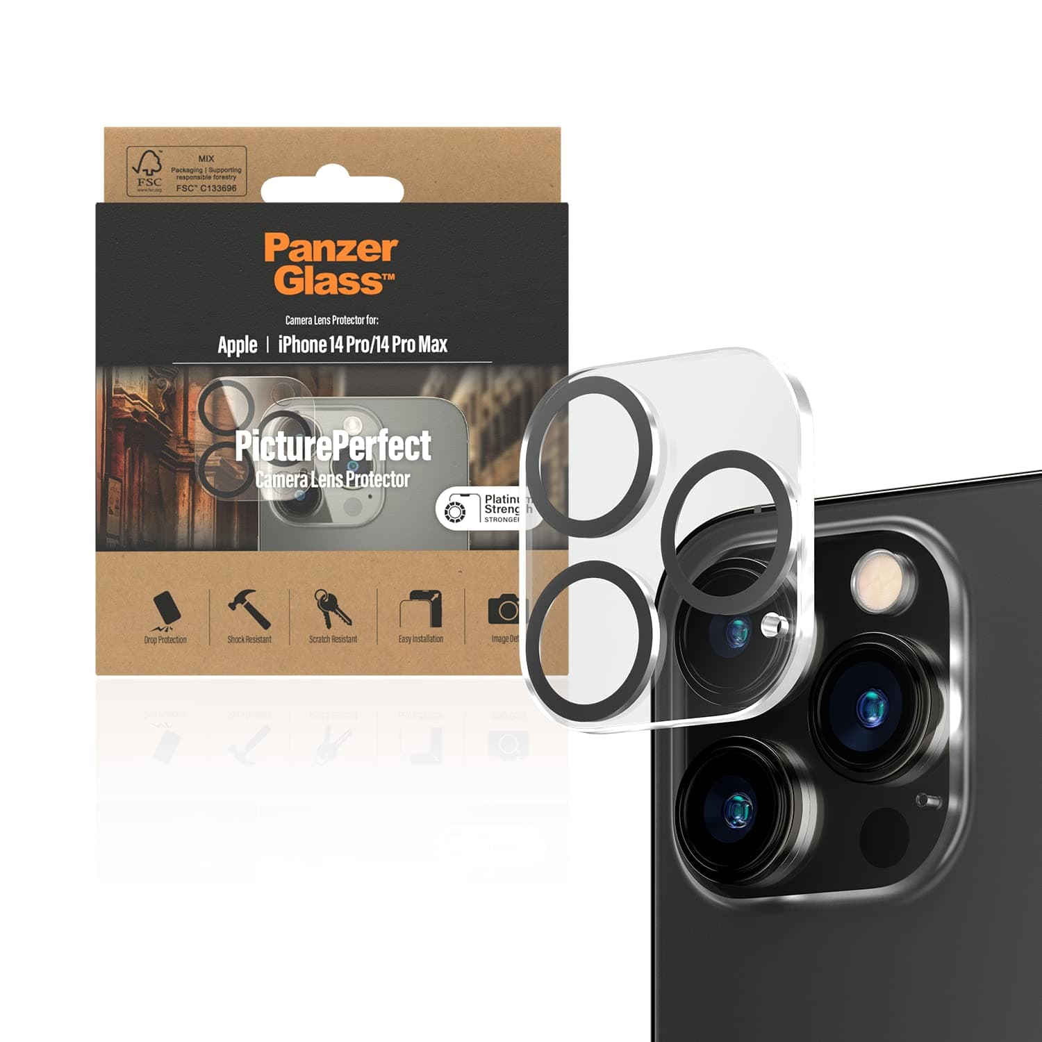 PanzerGlassPicture Perfect camera protector for iPhone 14 Plus and 14 Pro Max - scratch resistant iPhone camera protection made of shockproof tempered glass, anti-fingerprint for full image quality