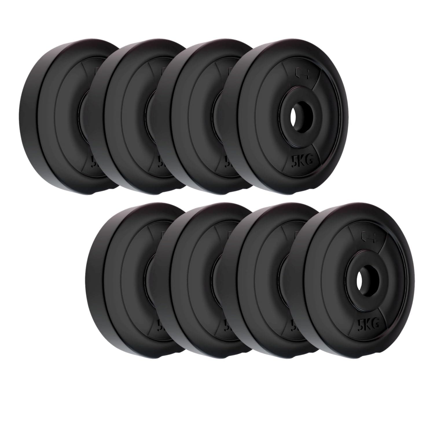Amazon Brand - Symactive PVC 40 Kg Spare Weight Plates Combo Set (5 Kg x 8, Black)