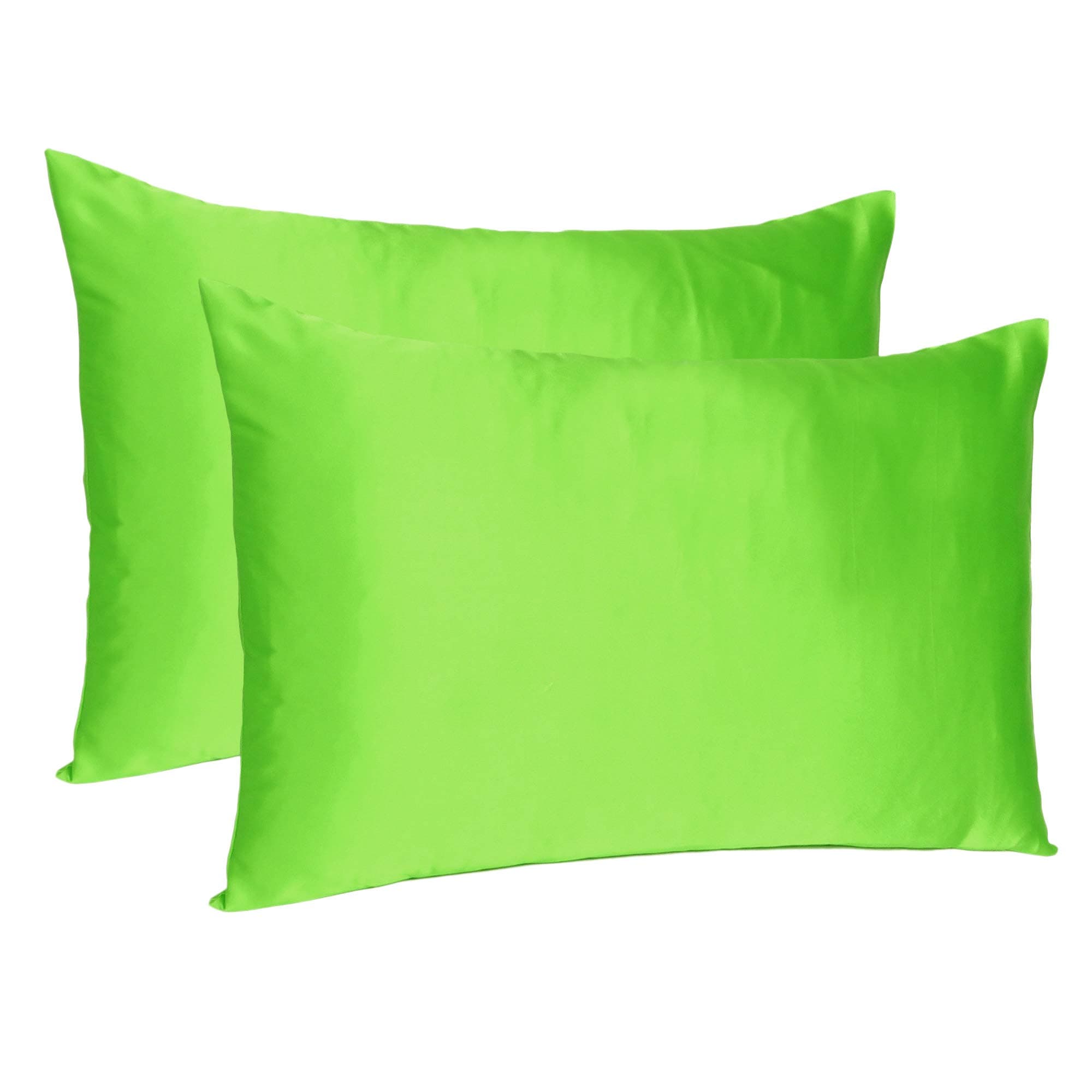 Oussum Satin Silk Pillowcase Pillow Case Covers with Envelop Closure for Hair and Skin Home Bed Decor Set of 2 Pillowcase Free Single Pc Scrunchie (Queen Size (20"x30"), Macaw Green)