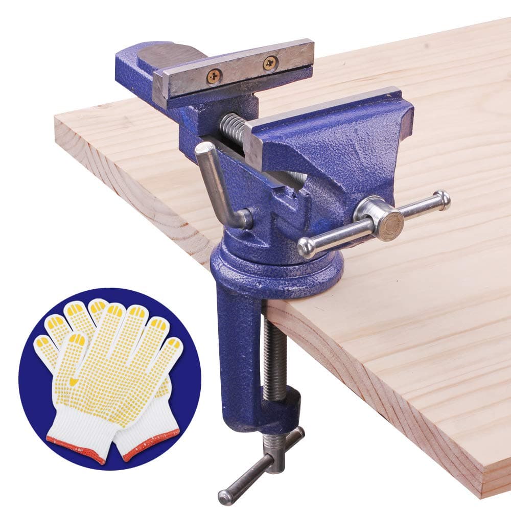 3-Inch (75mm) opening 360 degrees universal bench vise table vise home vise Cast Iron with Anvil Worktable