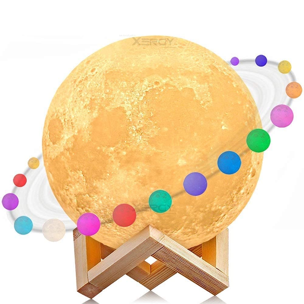 Easymart 15 cm 3D Printing Moon Night Light with Stand, Touch& Remote Control 3D Moon Lamp 16 Color Decorative Moon Light for Baby Kids Friend Birthday Party Christmas Gifts
