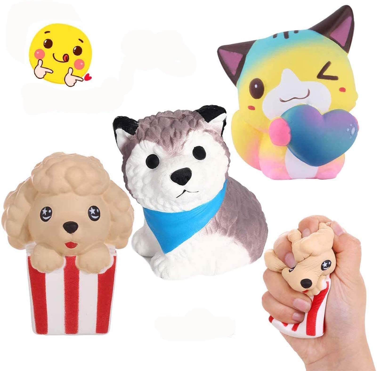 Anboor 3 Pcs Squishies Dog Cat Kawaii Scented Soft Slow Rising Animal Squishies Squeeze Stress Relief Kids Toy Prime Collection Gift