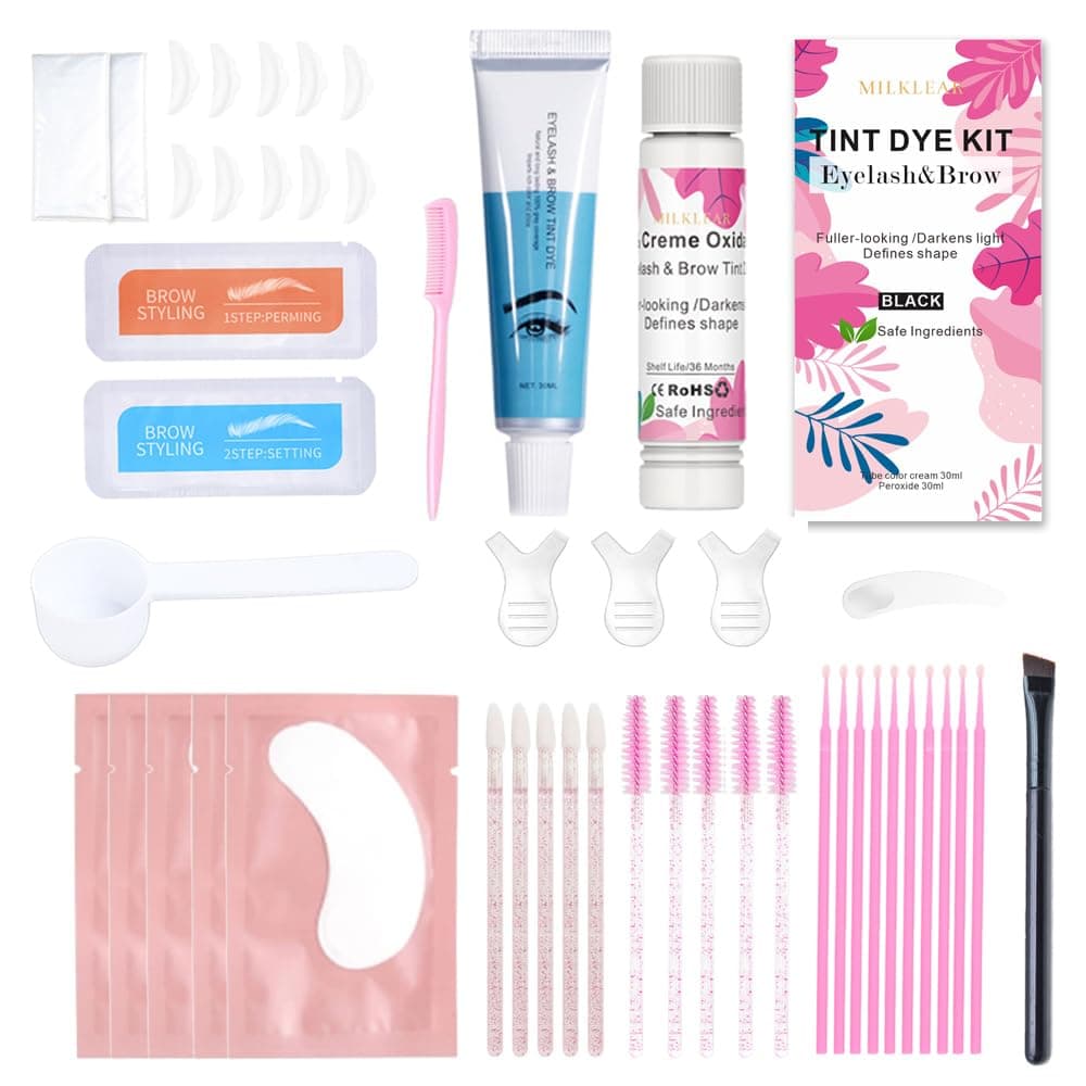 MILKLEARLash Lift and Black Kit Easy to Use Brow Lamination Kit Quick Lifting Voluminous Coloring Complete Tools DIY or Salon Use Long Lasting No Irritaion
