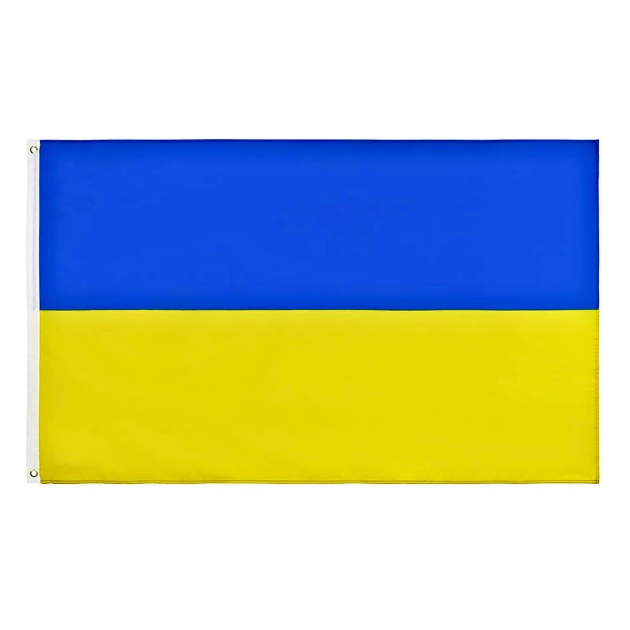 Ukraine Flag 5ft x 3ft with Brass Eyelets, Polyester Ukrainian Banner for Solidarity Events, Indoor and Outdoor Home Display, Garden Decoration Flag