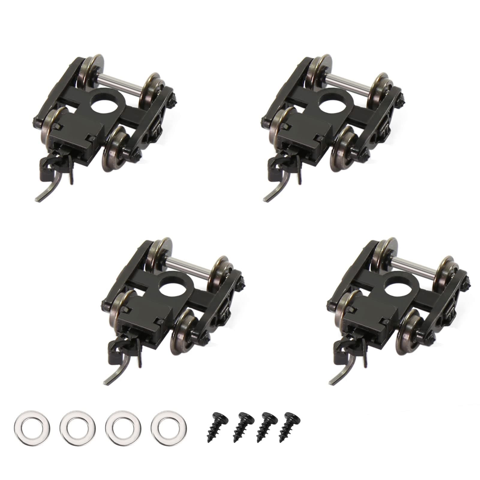 4pcs Model Trains N Scale 1:160 Bogies Coupler 33" Metal DC Wheels with Screw Washer HP03150
