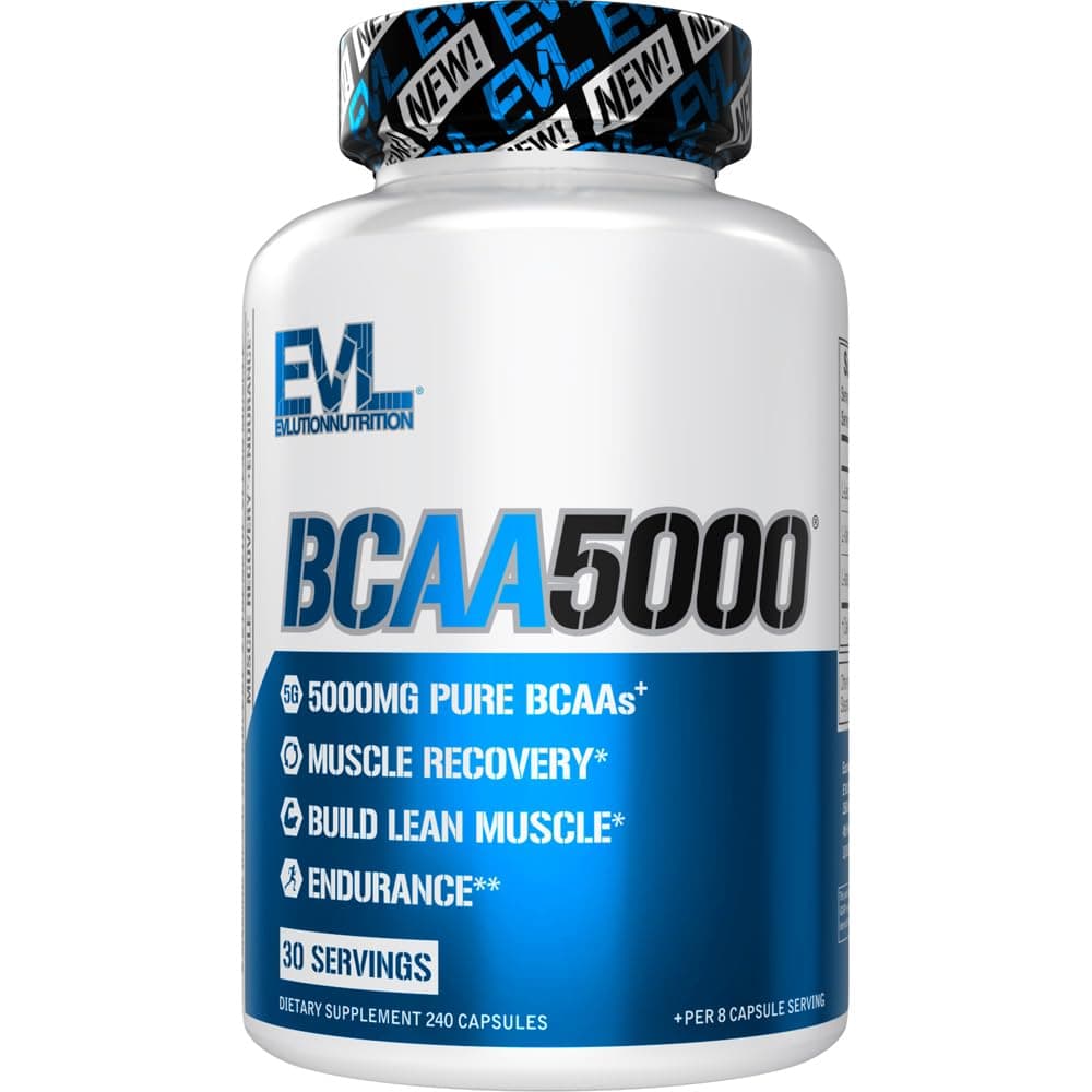 BCAAs Amino Acids Supplement for Men - EVL 2:1:1 5g BCAA Capsules for Post Workout Recovery and Lean Muscle Builder for Men - BCAA5000 Branched Chain Amino Acids Nutritional Supplement - 30 Servings
