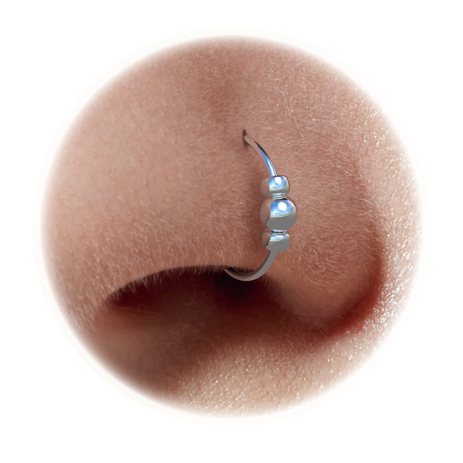 Tiny Silver Nose Piericng Hoop - Thin Hypoallergenic 7mm Nose Ring with a 2mm Silver Bead - Handmade 925 Sterling Silver 24 Gauge Nose Hoop Jewelry