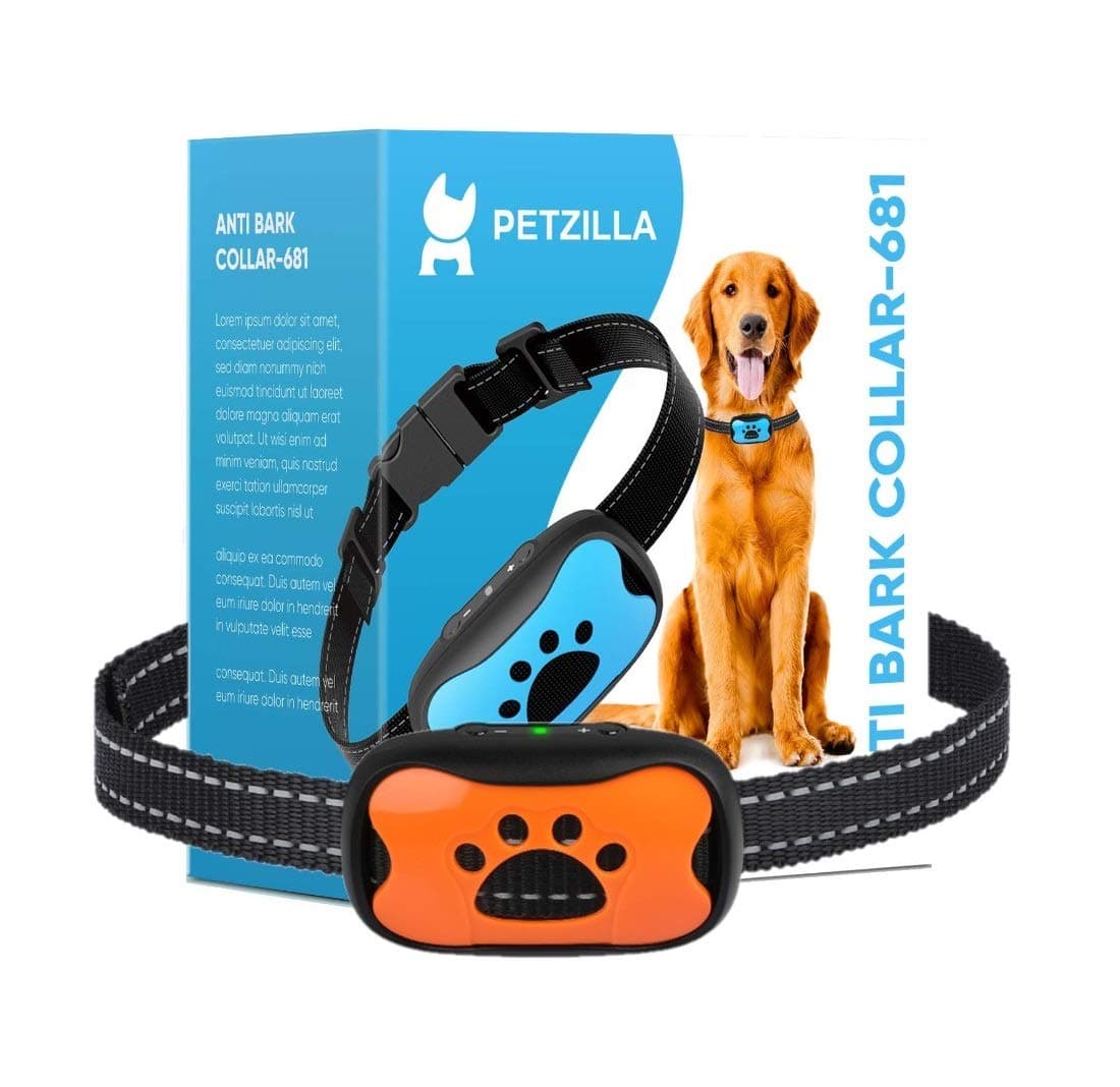 Petzilla-681Anti Bark Collar No Bark Collar Harmless and Humane Dog Collar No Shock Pet Training Collar Dog Bark Control Collar Anti Barking Device (Requires Battery)