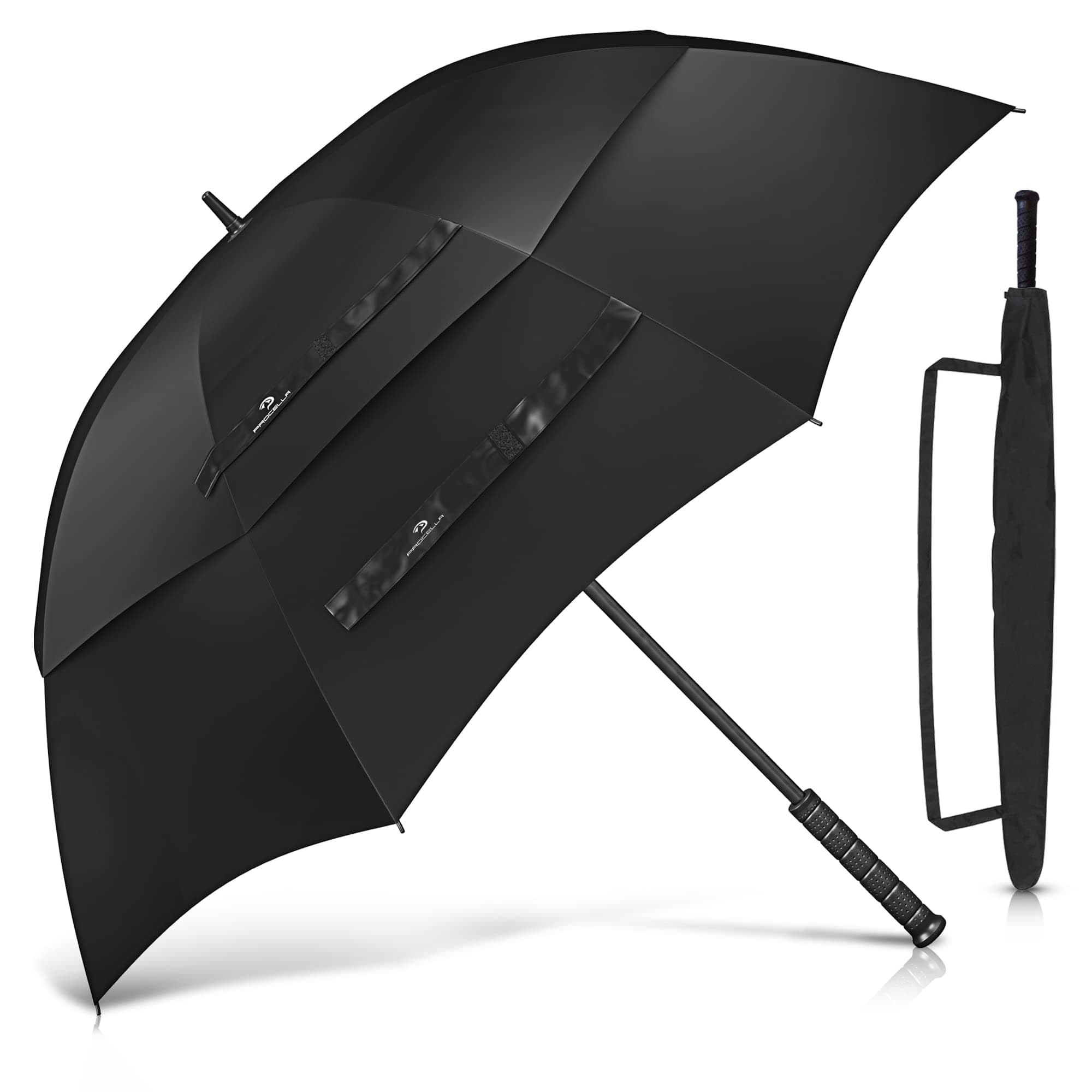 Procella Golf Umbrella Windproof and Rain Proof - 62 Inch Large - Automatic Open Golfing Umbrellas with Sun Protection - Great Golf Accessories for Men and Women 62 Inch black