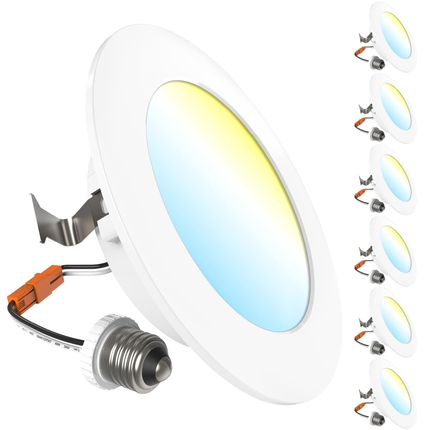 Sunco 6 Pack 4 Inch LED Flat Recessed Light, Retrofit Ceiling Can Lighting, 800 LM, Selectable CCT 2700K/3000K/4000K/5000K, Dimmable, 10W=60W, 50,000 Lifetime Hours UL.