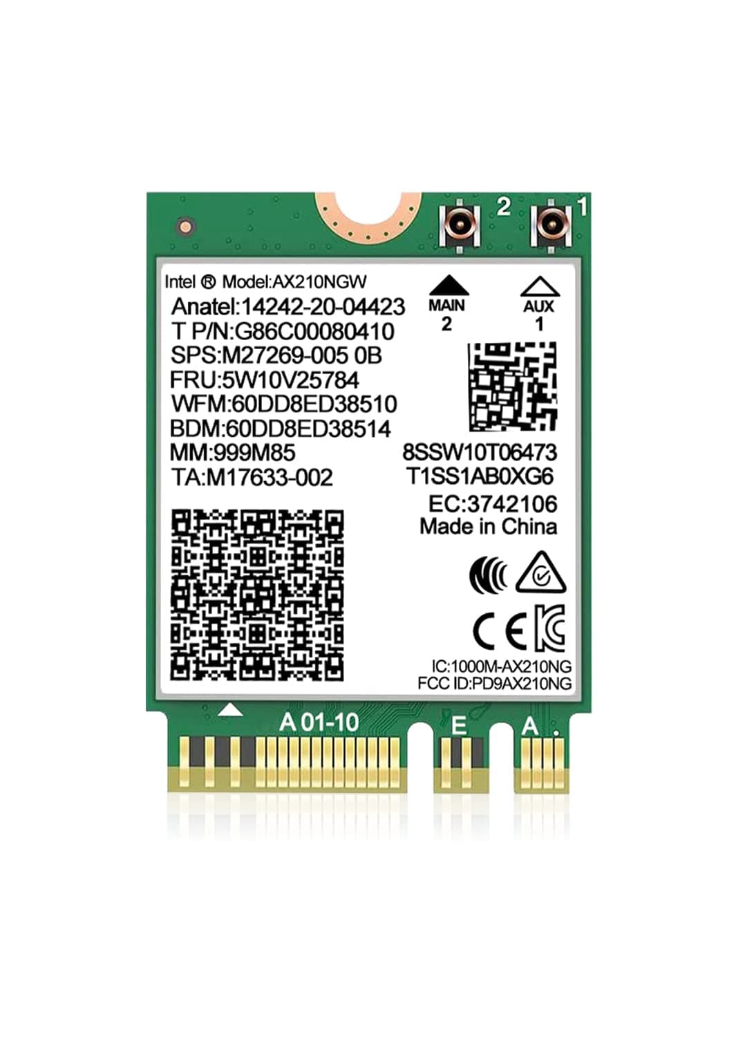 NICGIGA WiFi 6E Wireless Card Intel AX210 NGW Bluetooth 5.3 Tri-Band 5400Mbps Network Adapter for Laptop Support Windows 10/11 (64bit) M.2/NGFF