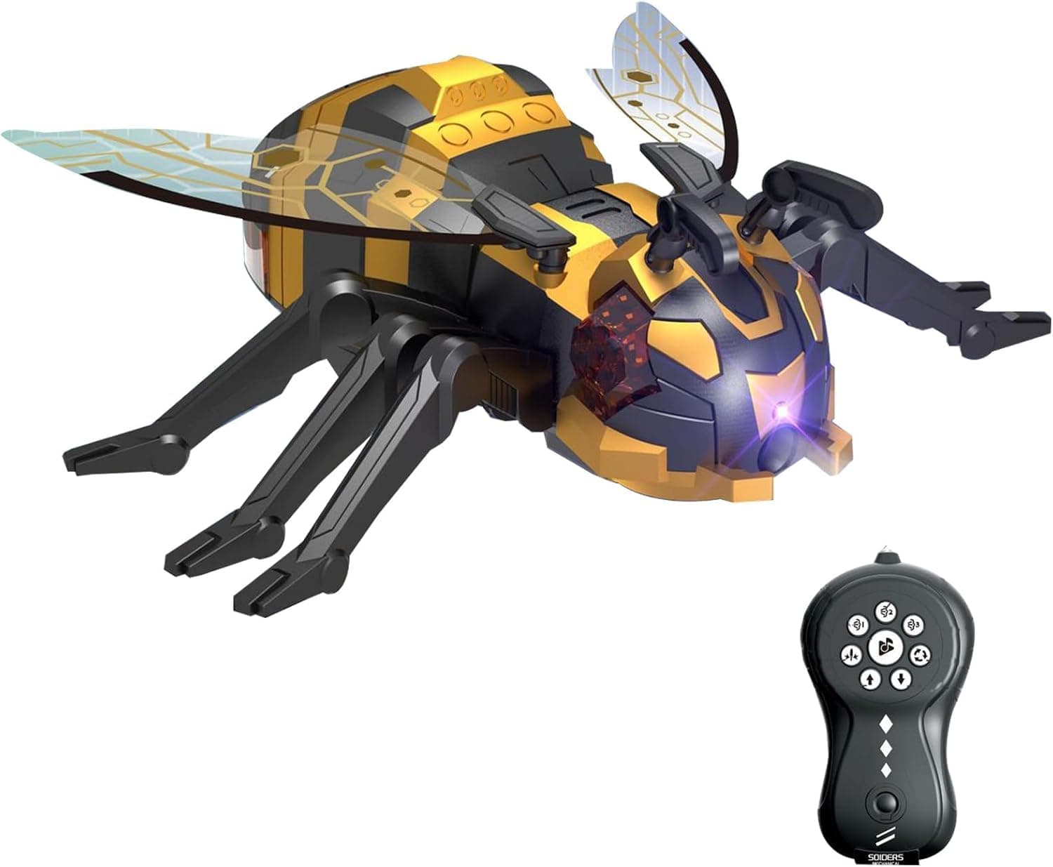 Pihura Remote Control Flying Bee, Realistic Robot Flying Bee with Spray/Lights/Music Effect, Kids Wireless Remote Control Toy, Gifts for 8 9 10 11 12 Year Old Kids, Birthday Party Joke Pranks