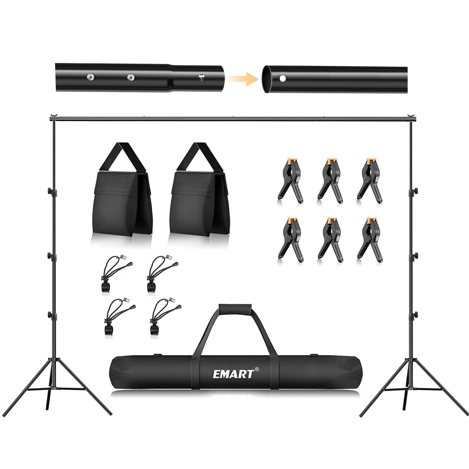 EMART Backdrop Stand Kit 2.6x3m / 8.5 x 10 ft, Adjustable Photography Back Drop Frame for Photo Video Studio, Background Support System for Parties,Wedding Dectoration