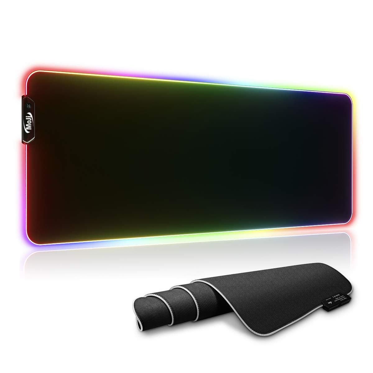 MOJI RGB Gaming Mouse Pad Large, Oversized Glowing LED Extended Mousepad, Non-Slip Rubber Base Computer Keyboard Mouse Mat, 31.5X 11.8 inch
