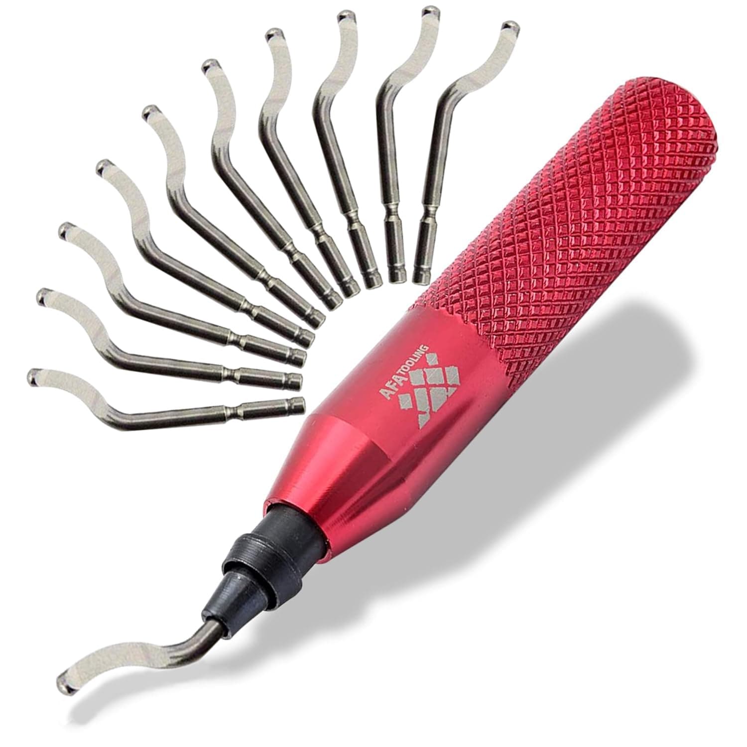 AFA Tooling - Deburring Tool with 11 High Speed Steel Swivel Blades - Works on Metal, Resin, PVC Pipes, Copper, Plastic and 3D Printed Edges - Plumbing & 3D Printing Burr Removal Reamer Tool
